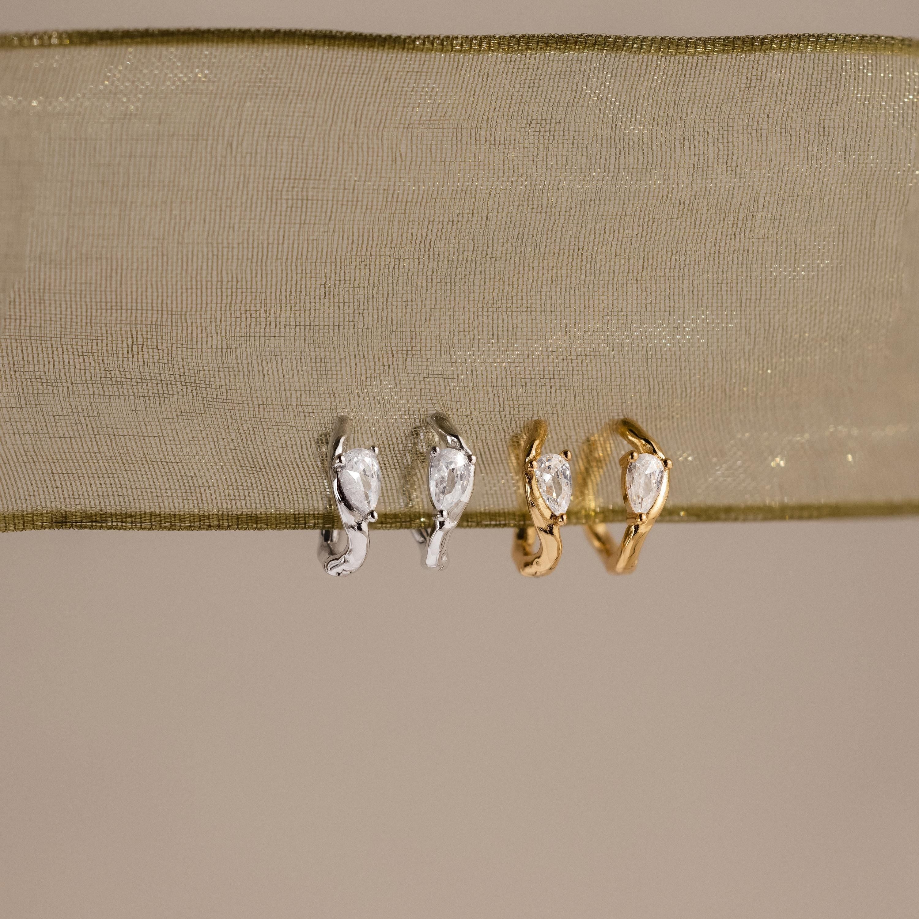 Organic Diamond Teardrop Hoops - Image 8