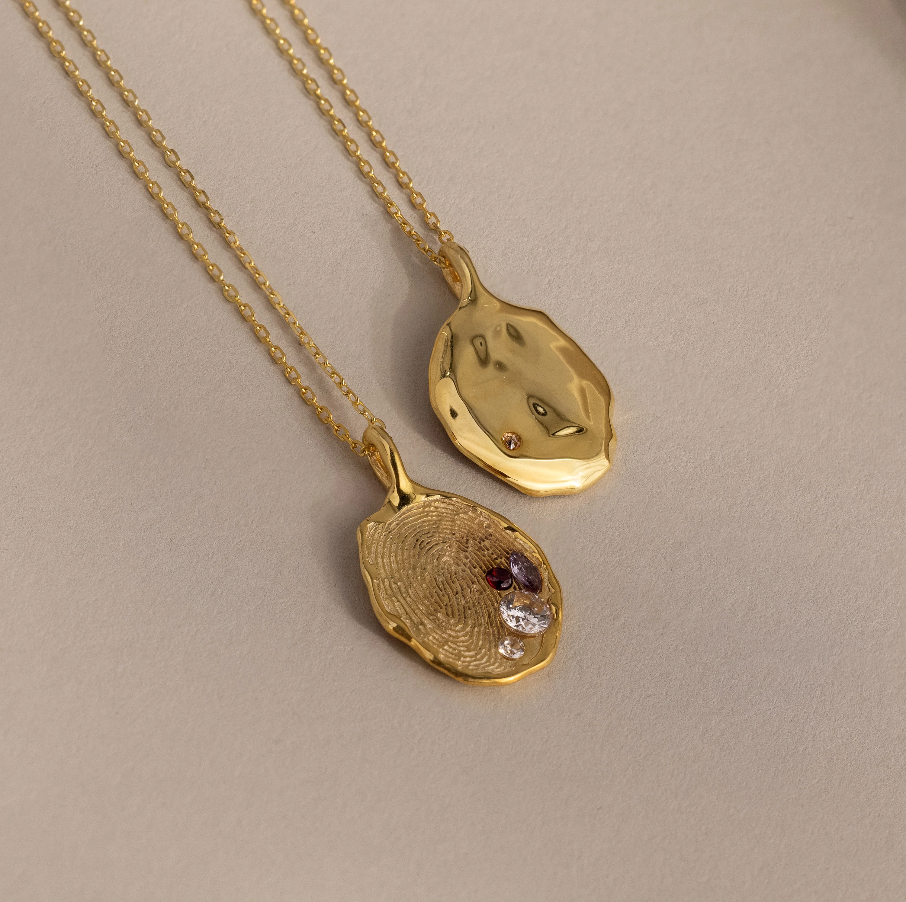 Organic Fingerprint Multi Birthstone Necklace