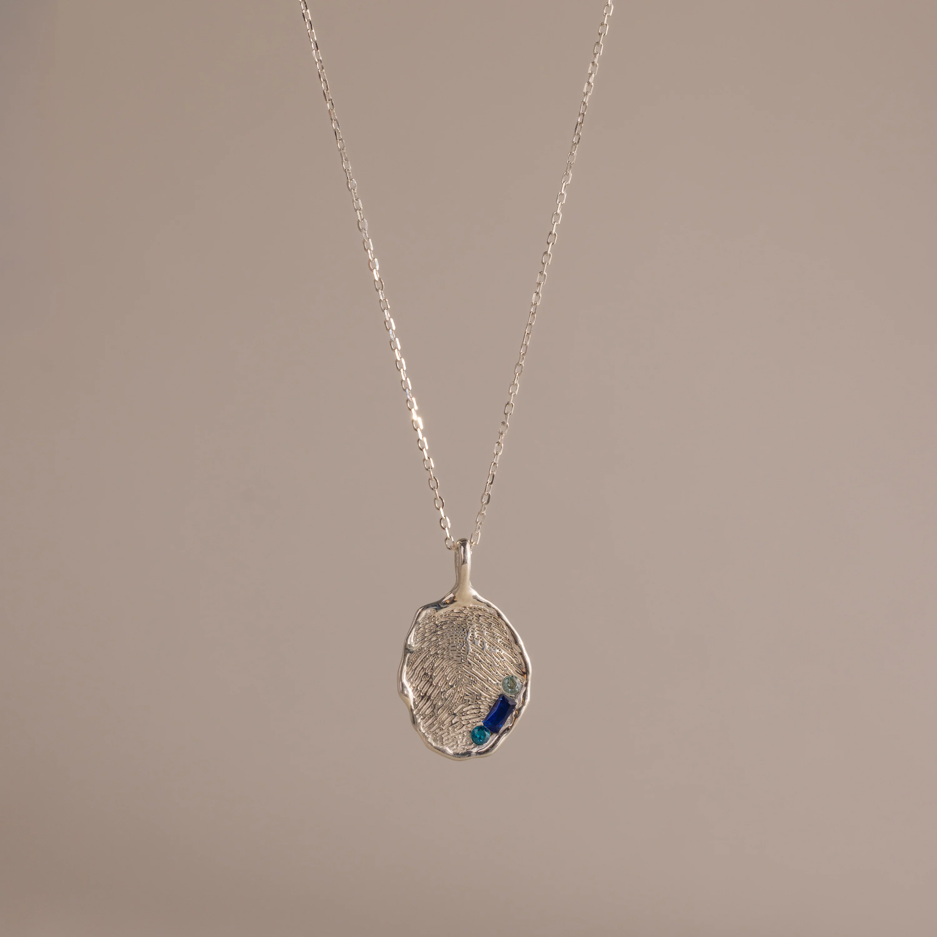 Organic Fingerprint Multi Birthstone Necklace - Image 2
