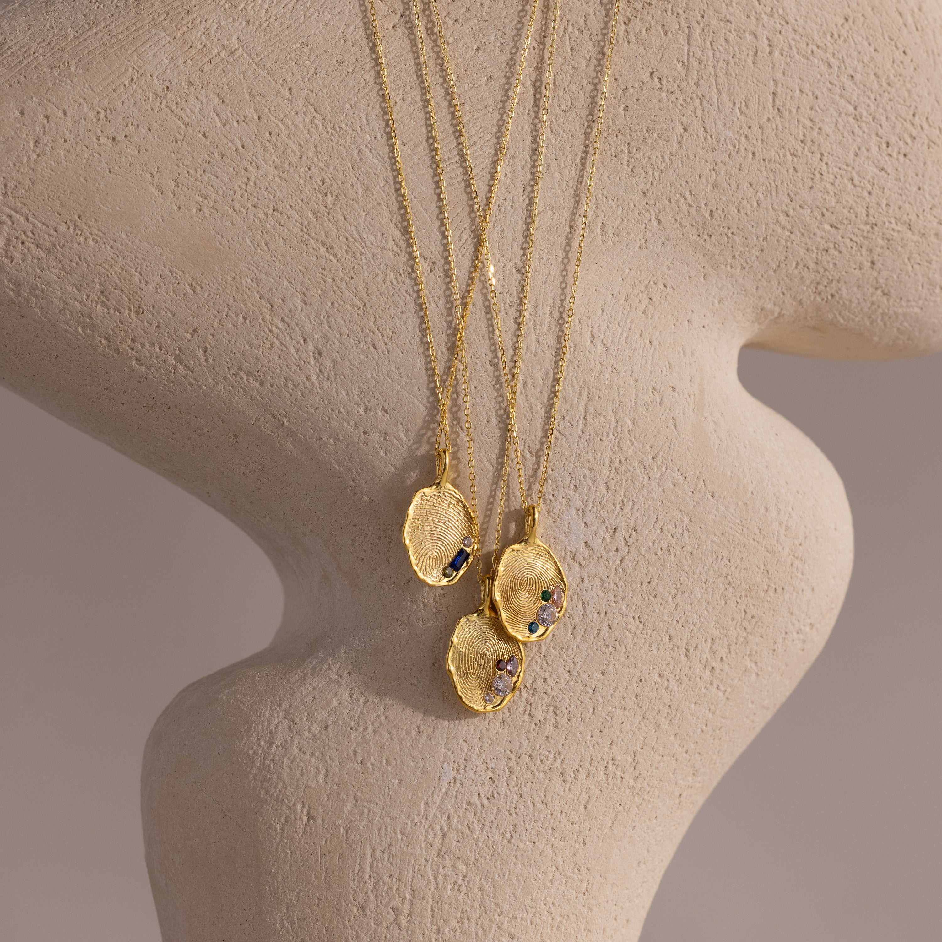 Organic Fingerprint Multi Birthstone Necklace - Image 8