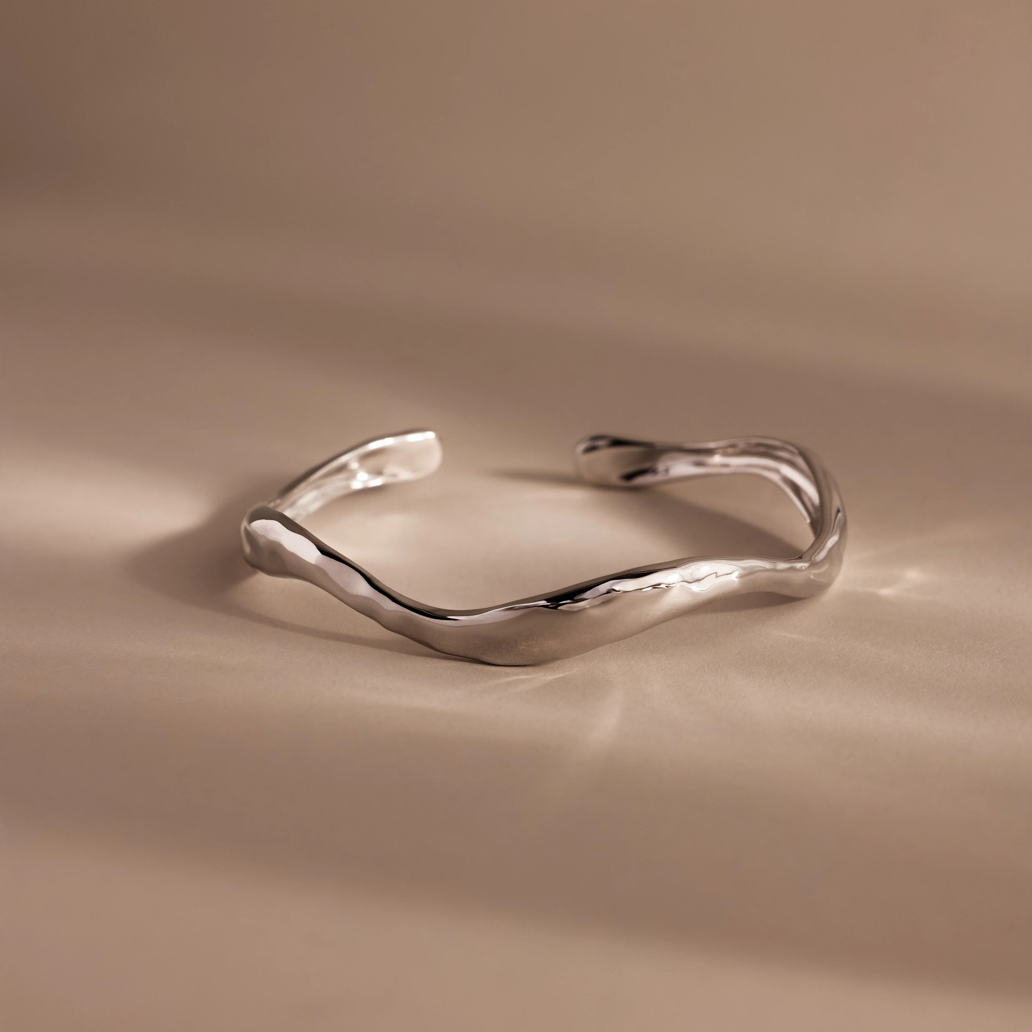 Organic Wavy Cuff Bracelet in Silver
