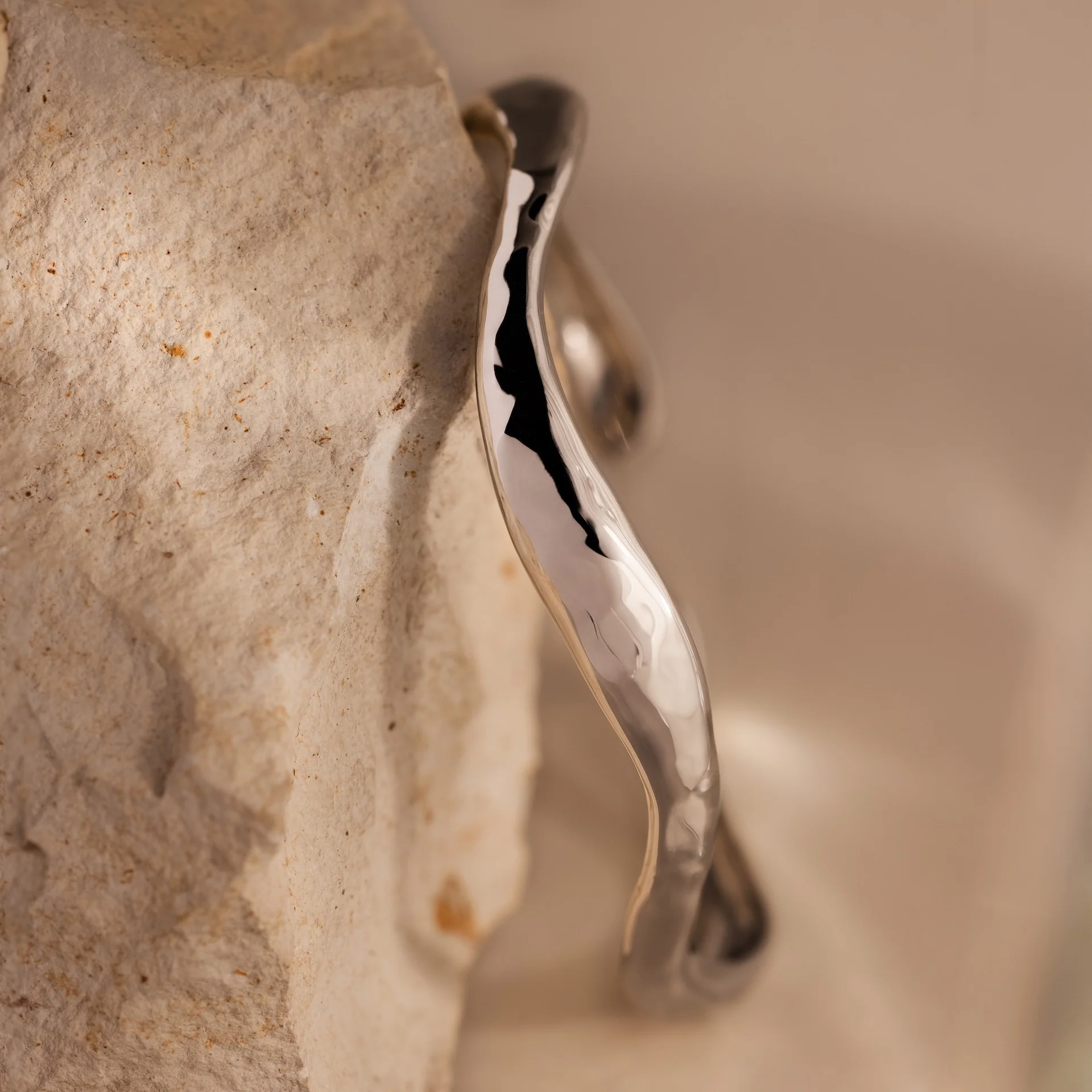 Organic Wavy Cuff Bracelet in Silver - Image 3