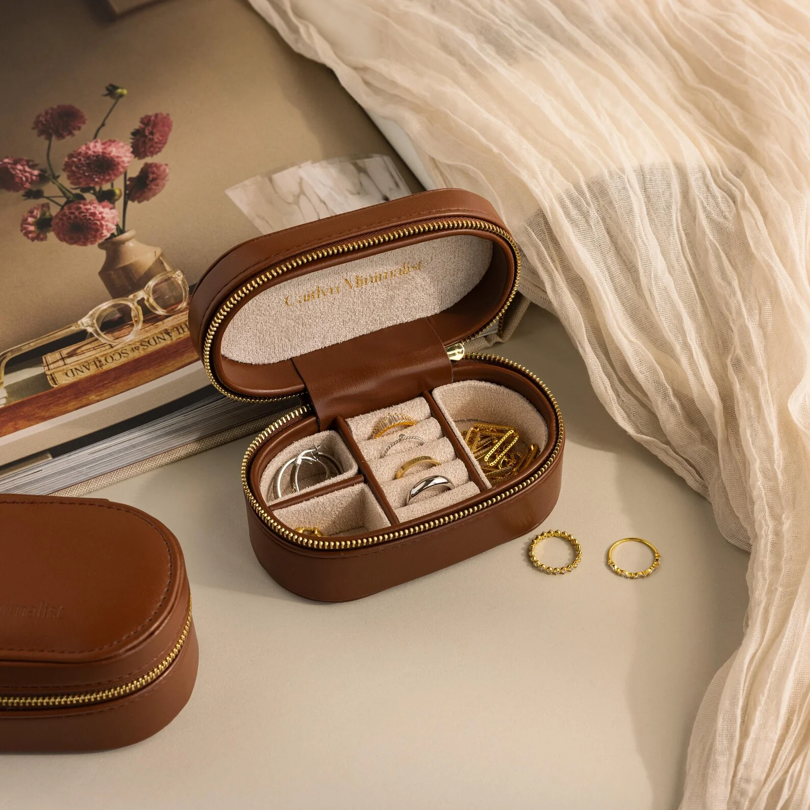 Oval Leather Jewelry Box - Image 7