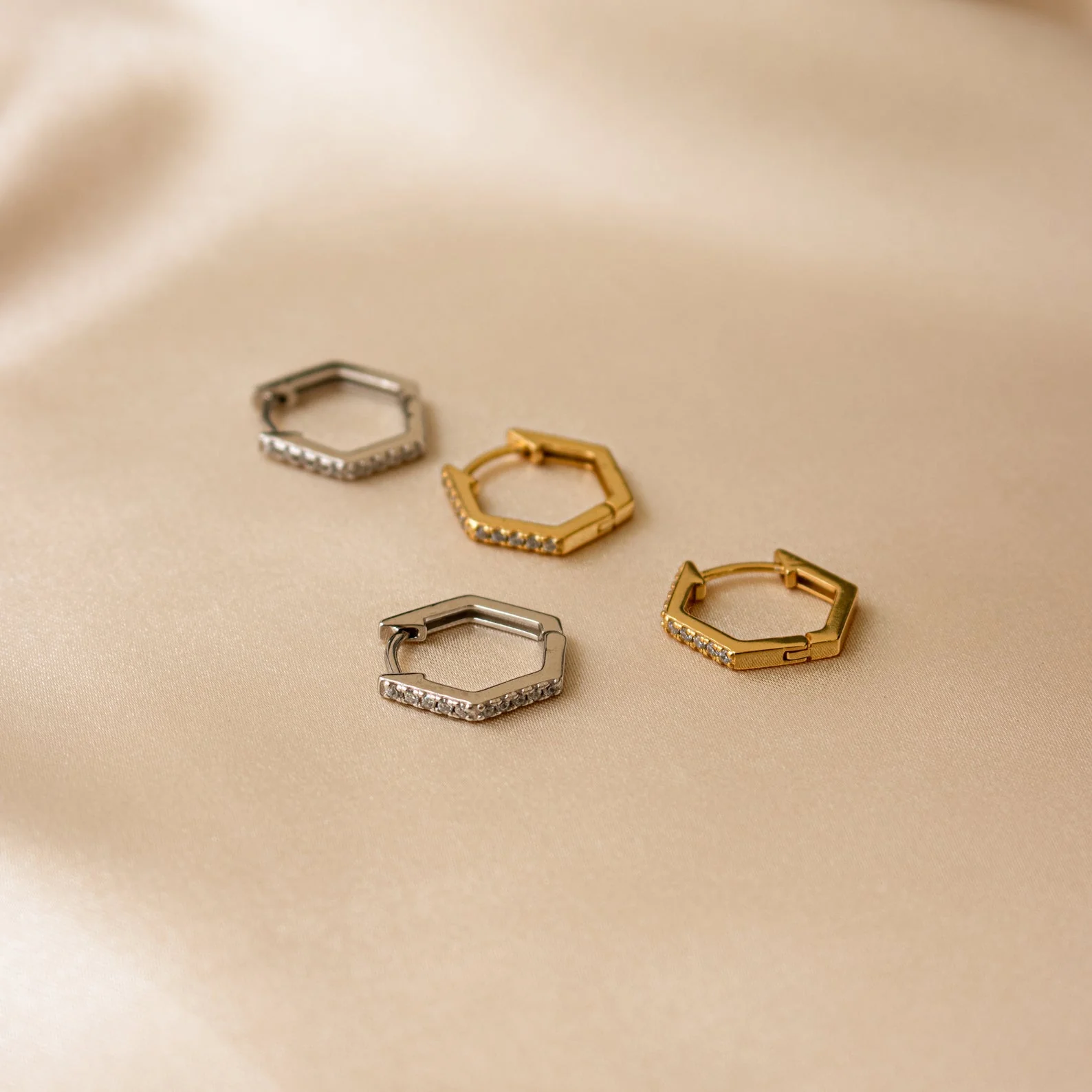 Parker Pave Hexagon Huggies - Image 3