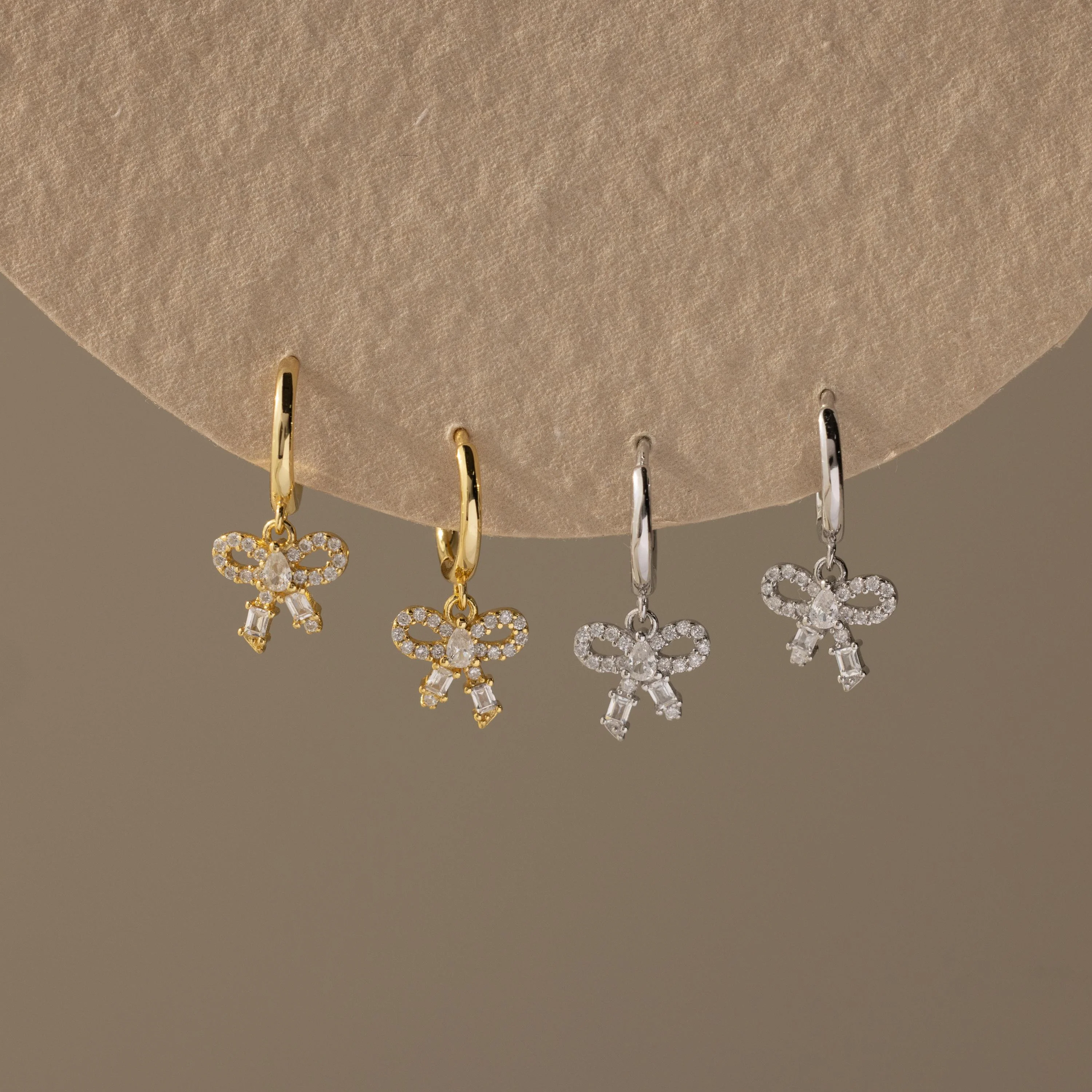Pave Bow Charm Hoops - Image 4