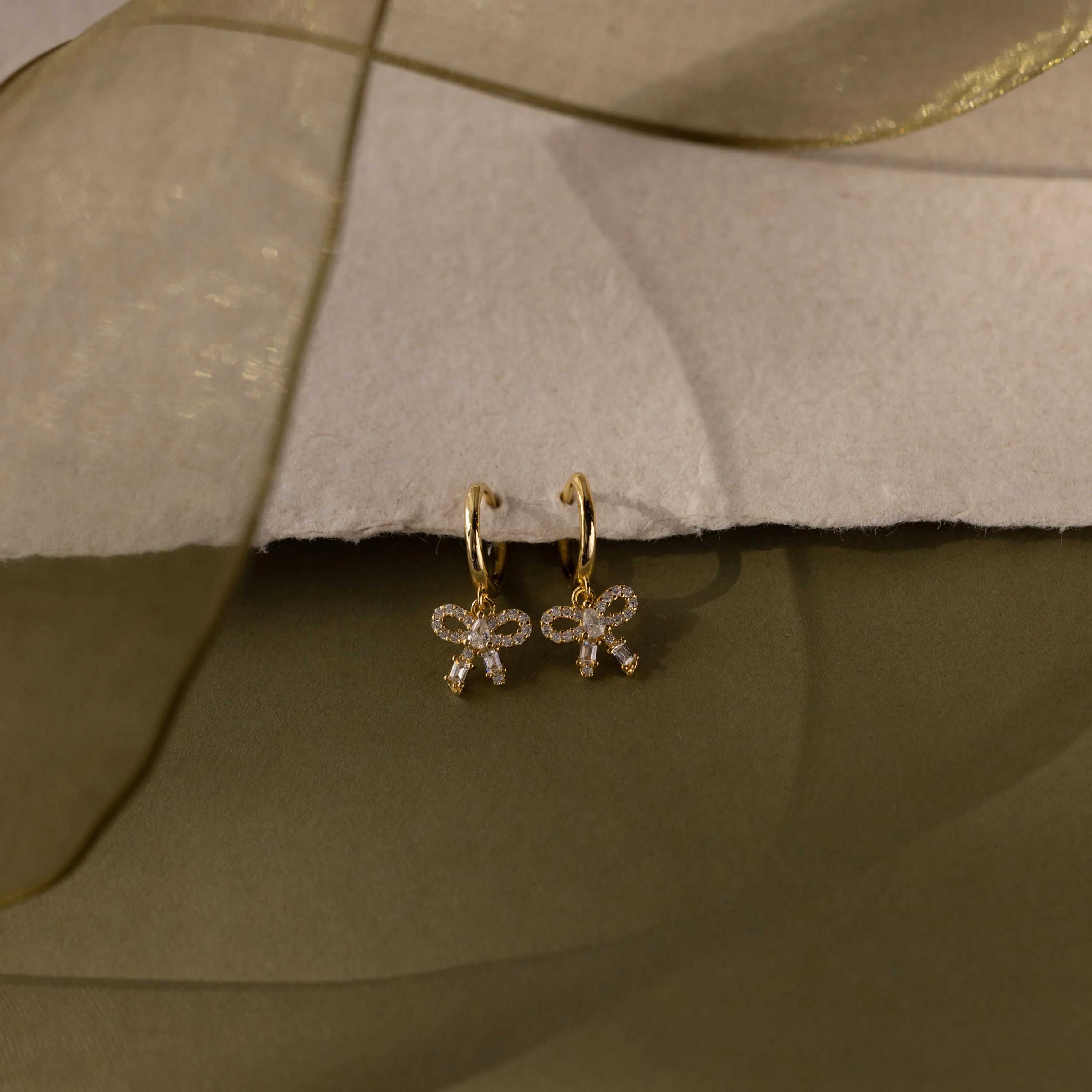 Pave Bow Charm Hoops - Image 8