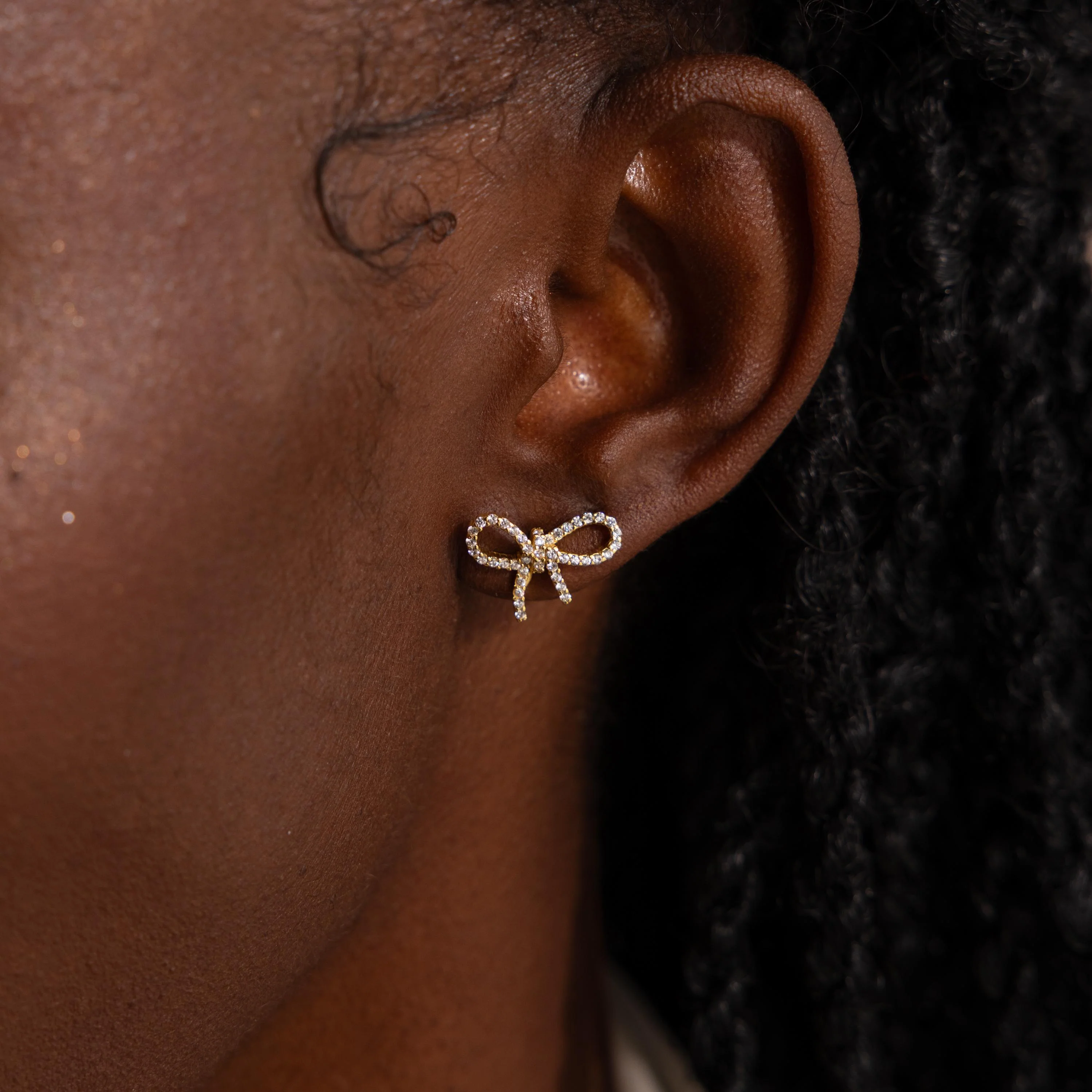 Pave Bow Studs in 18K Gold - Image 2