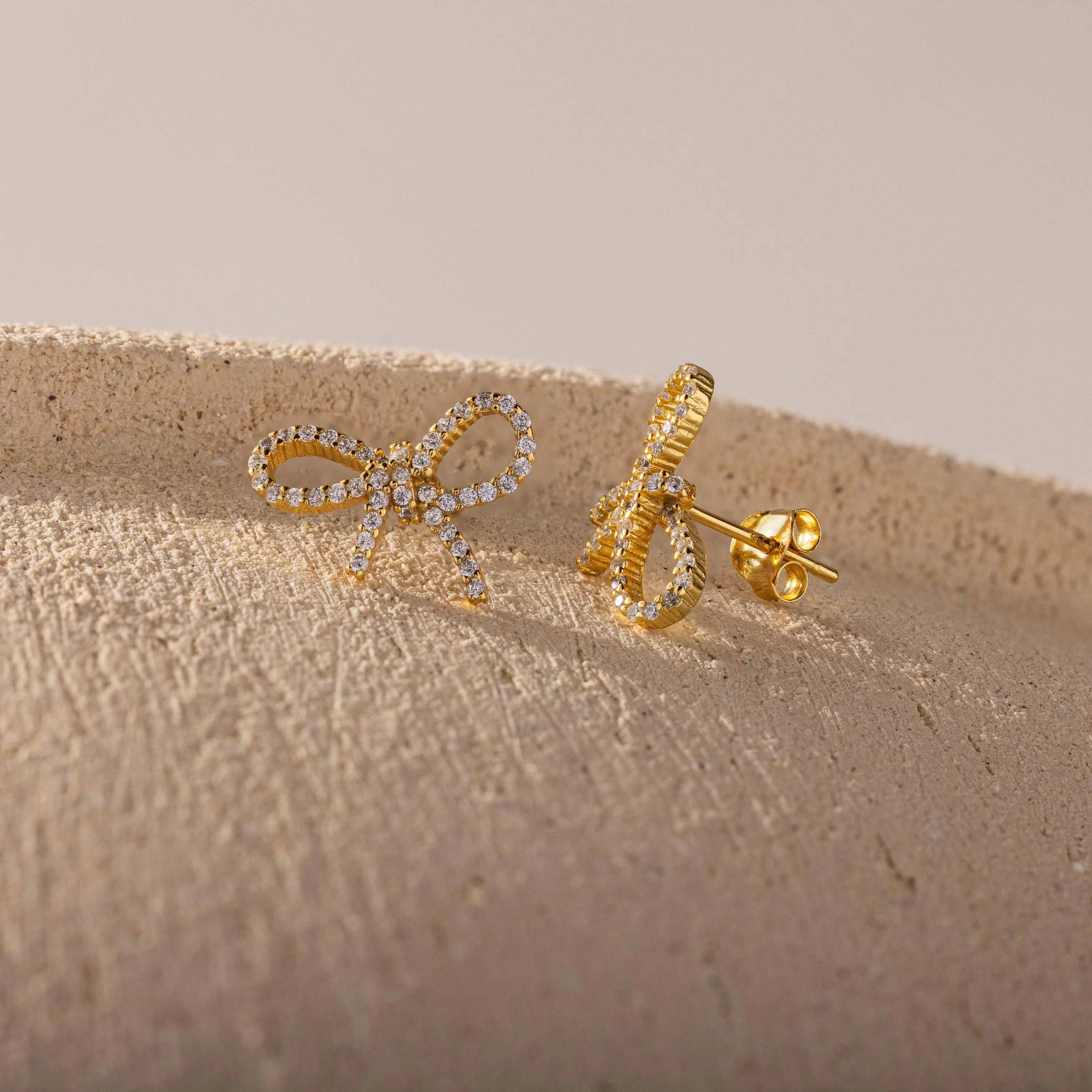Pave Bow Studs in 18K Gold - Image 3