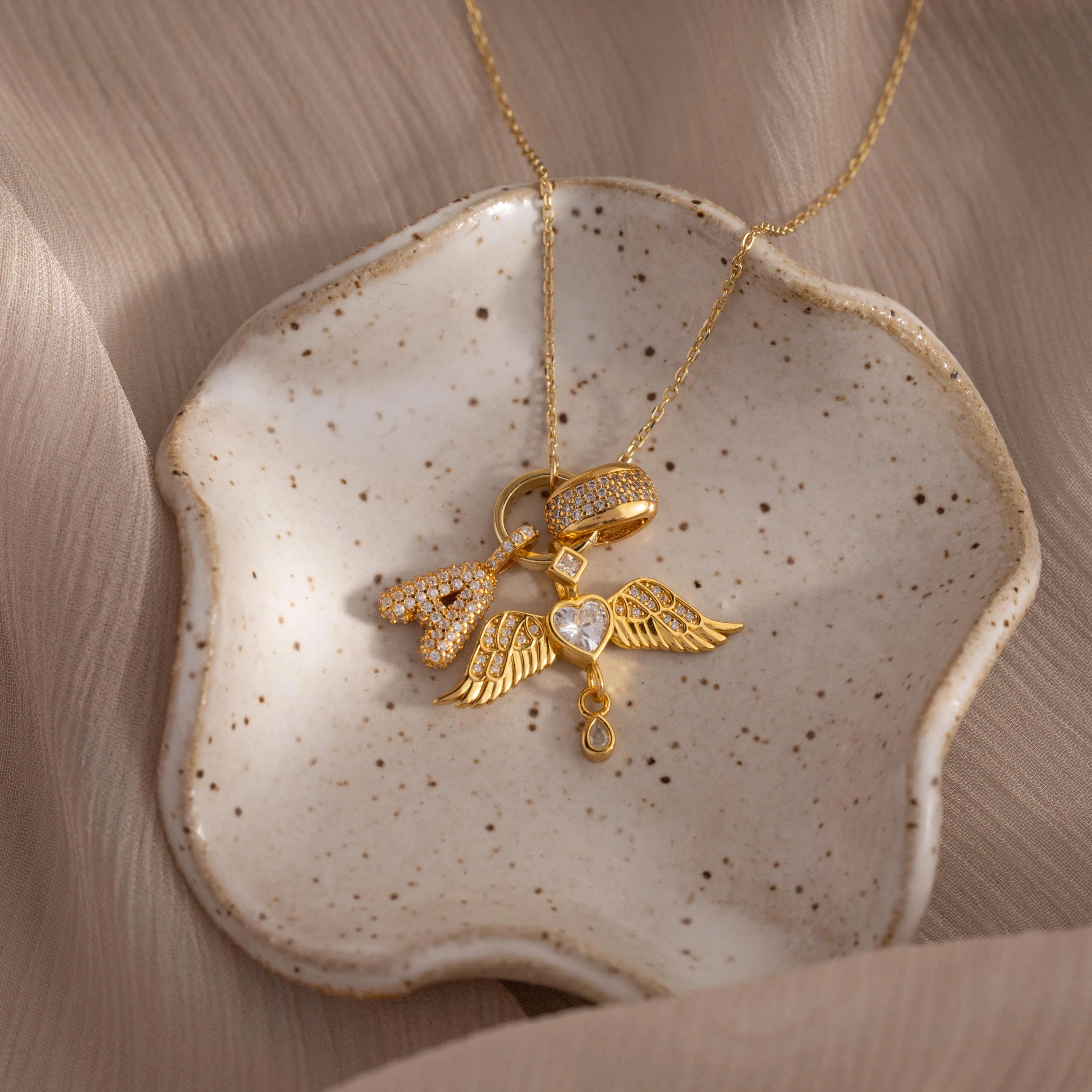 Pave Bubble Letter Charm - Image 3