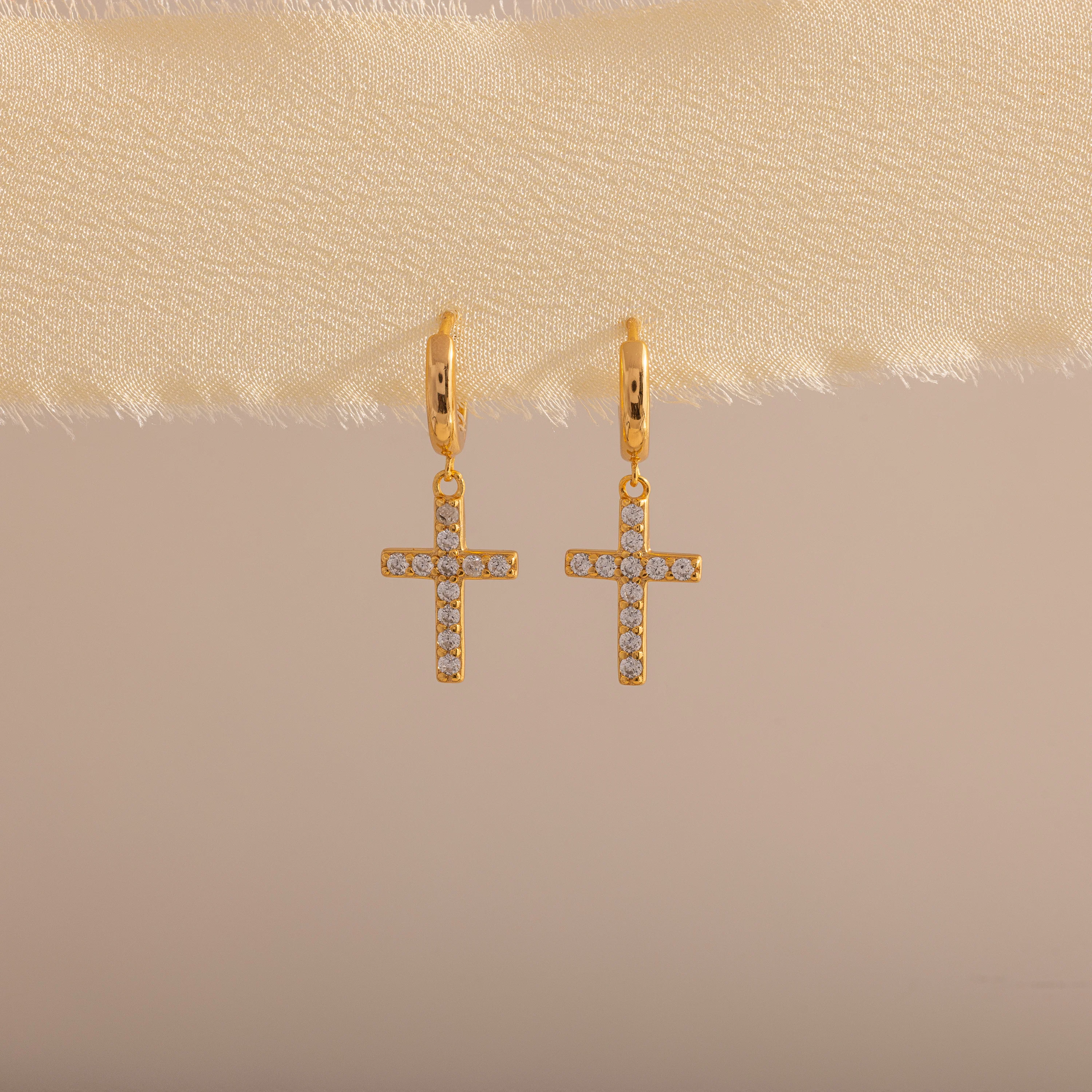 Pave Cross Hoops