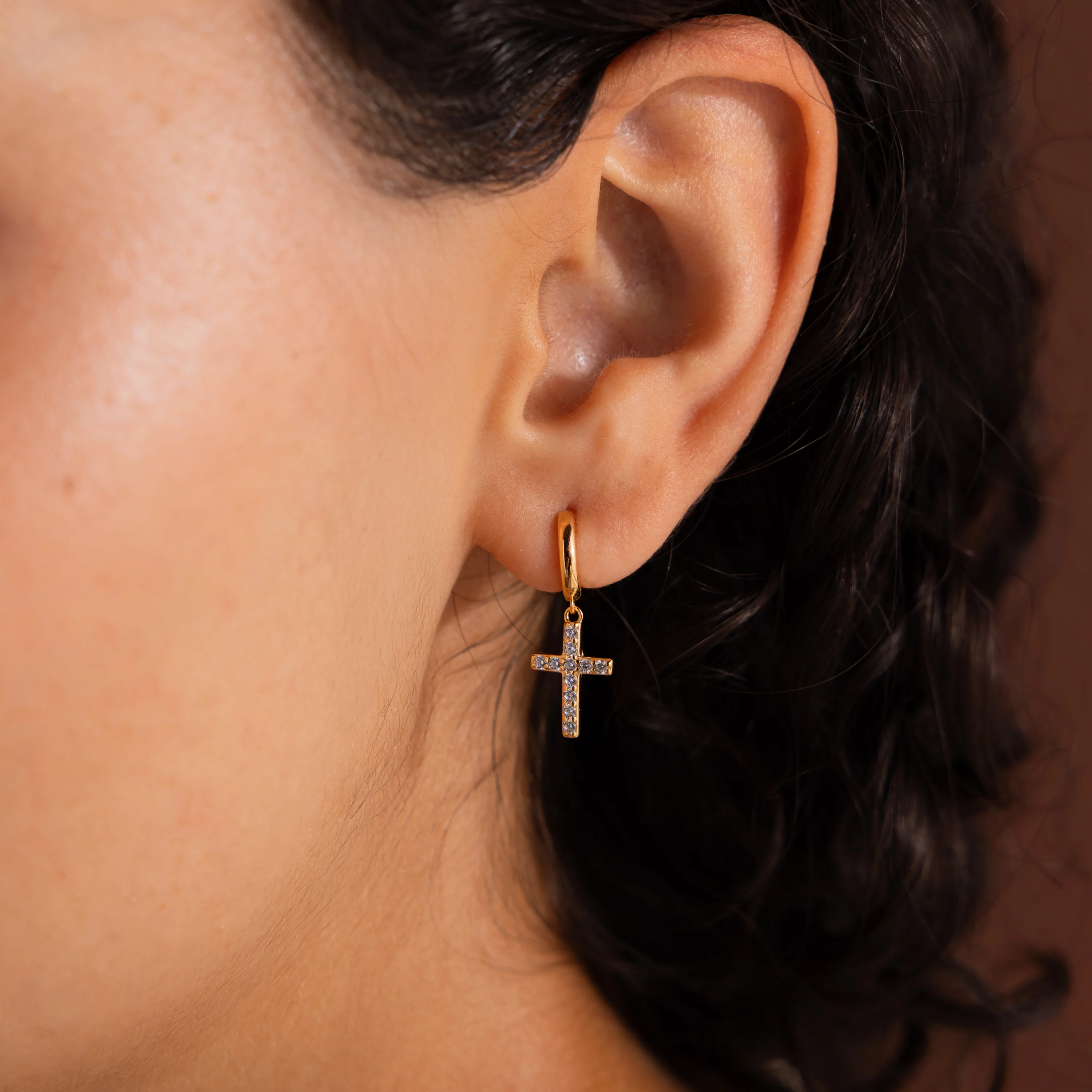 Pave Cross Hoops - Image 2