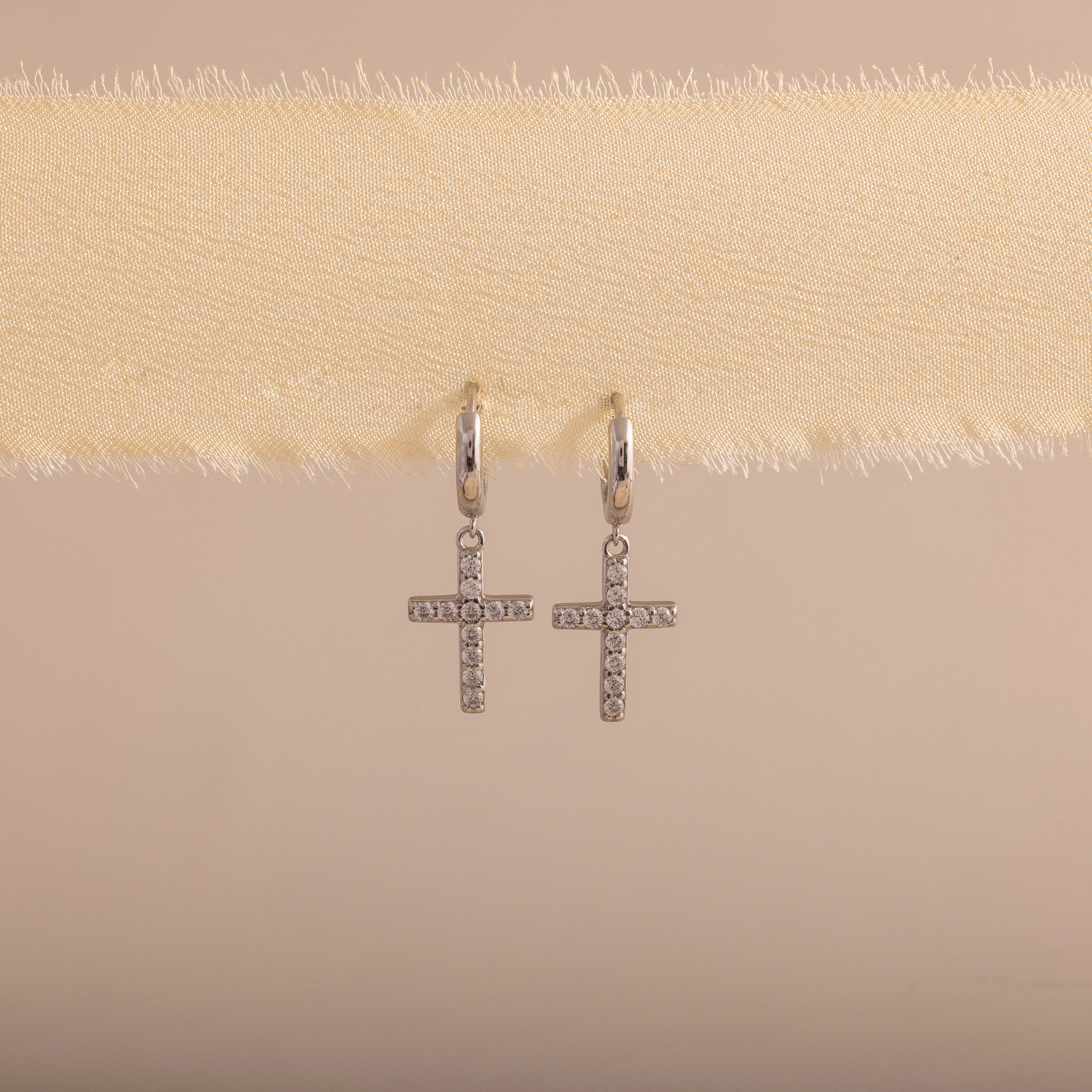 Pave Cross Hoops - Image 3