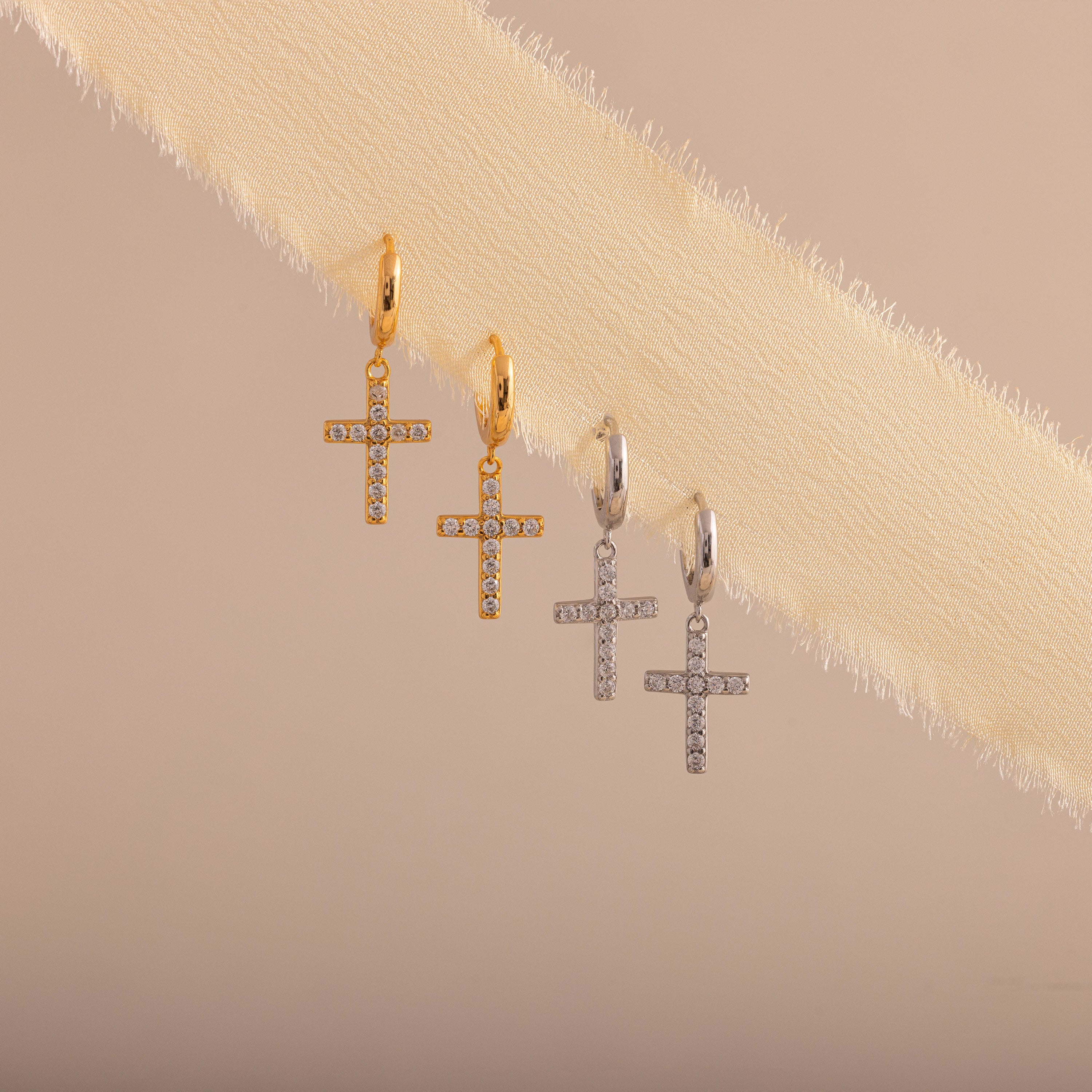 Pave Cross Hoops - Image 5
