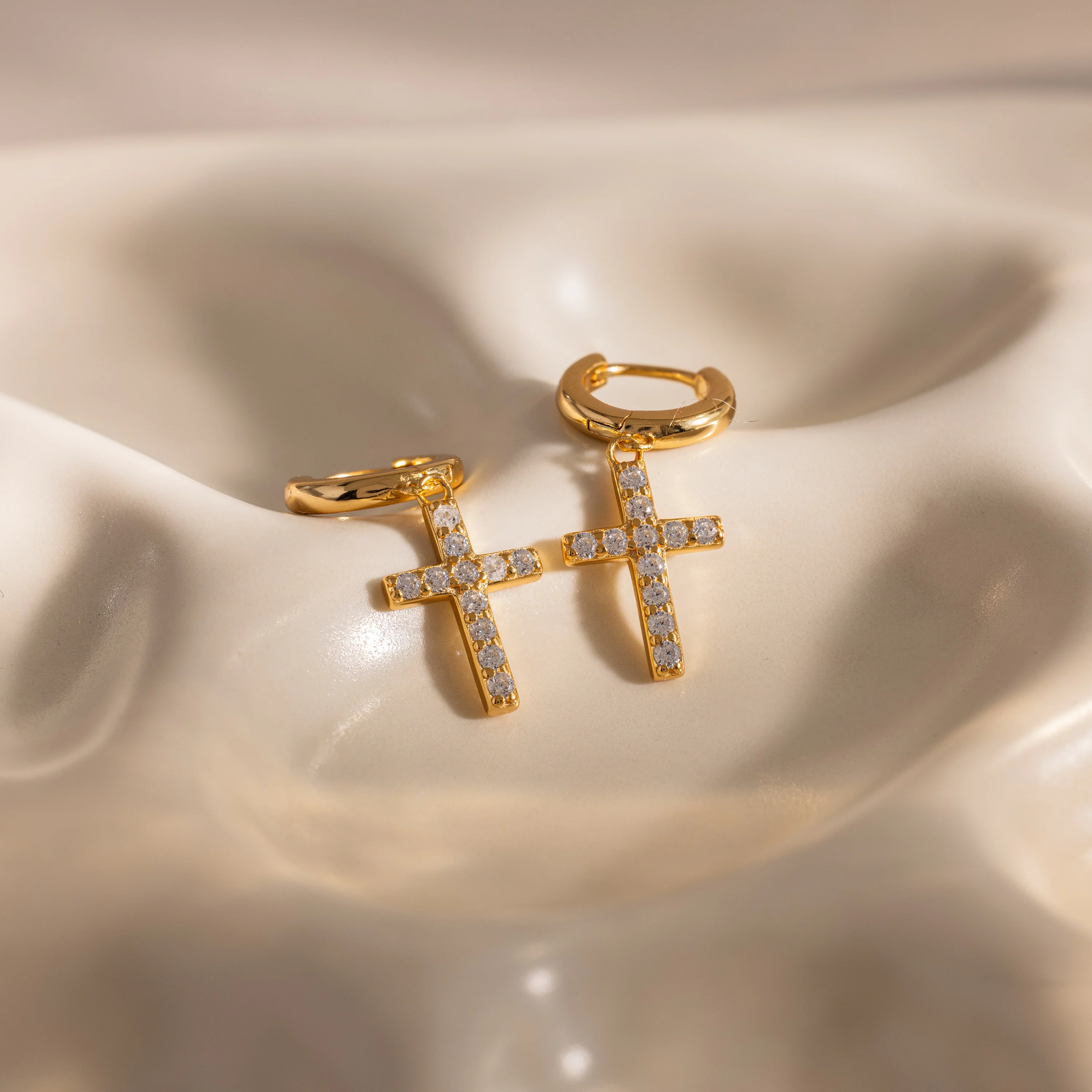 Pave Cross Hoops - Image 7