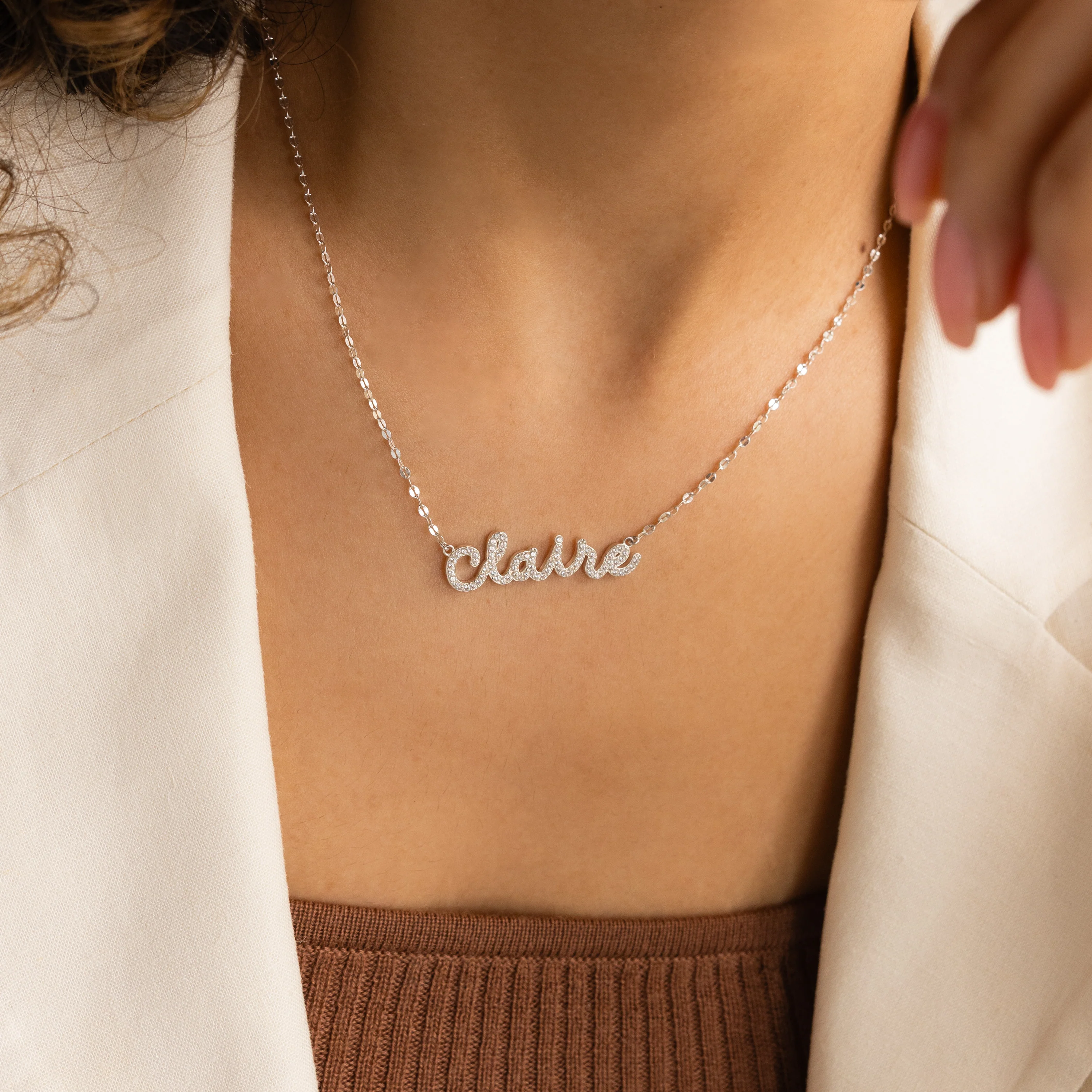 Pave Dream Script Name Necklace - Image 4