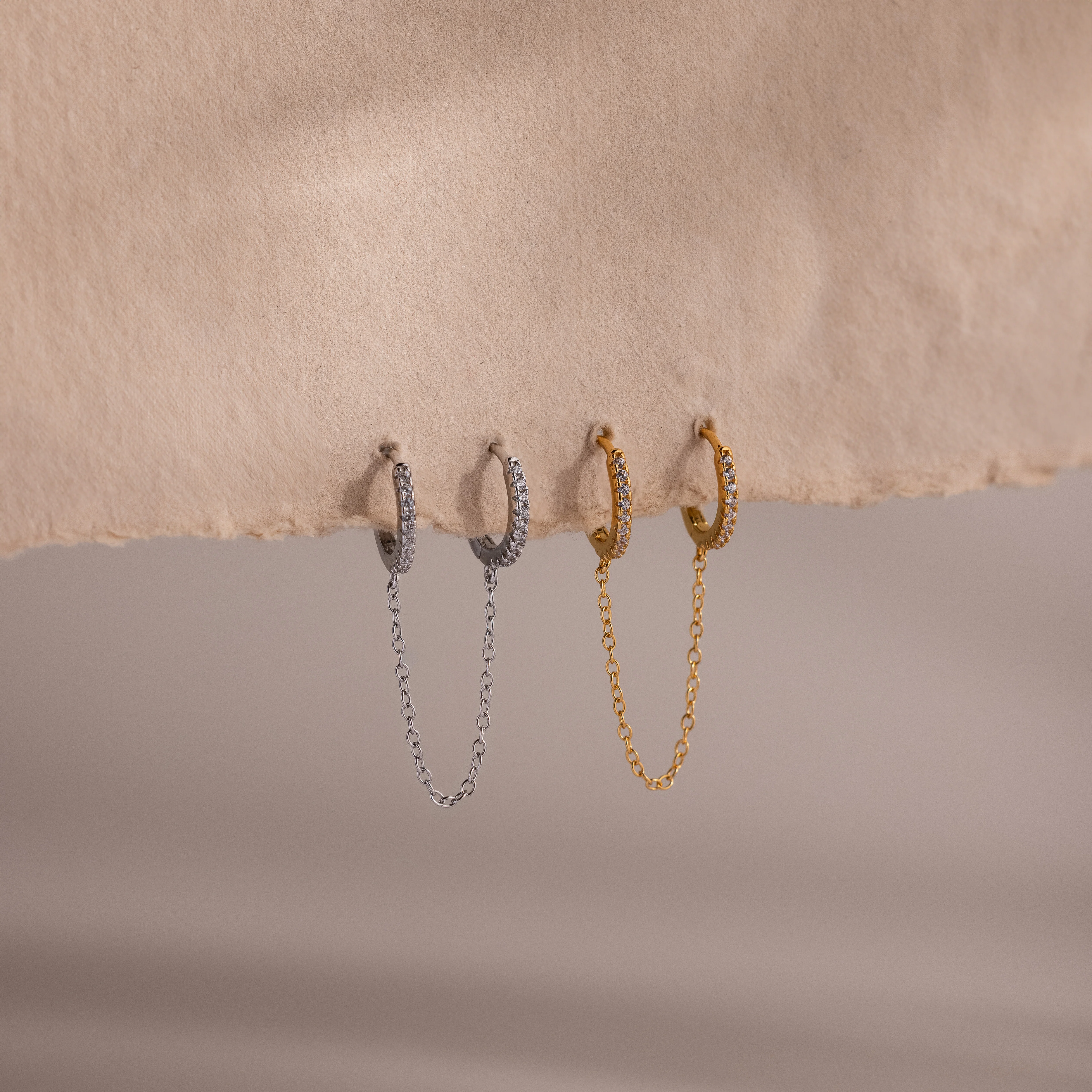 Pave Duo Chain Earrings - Image 2