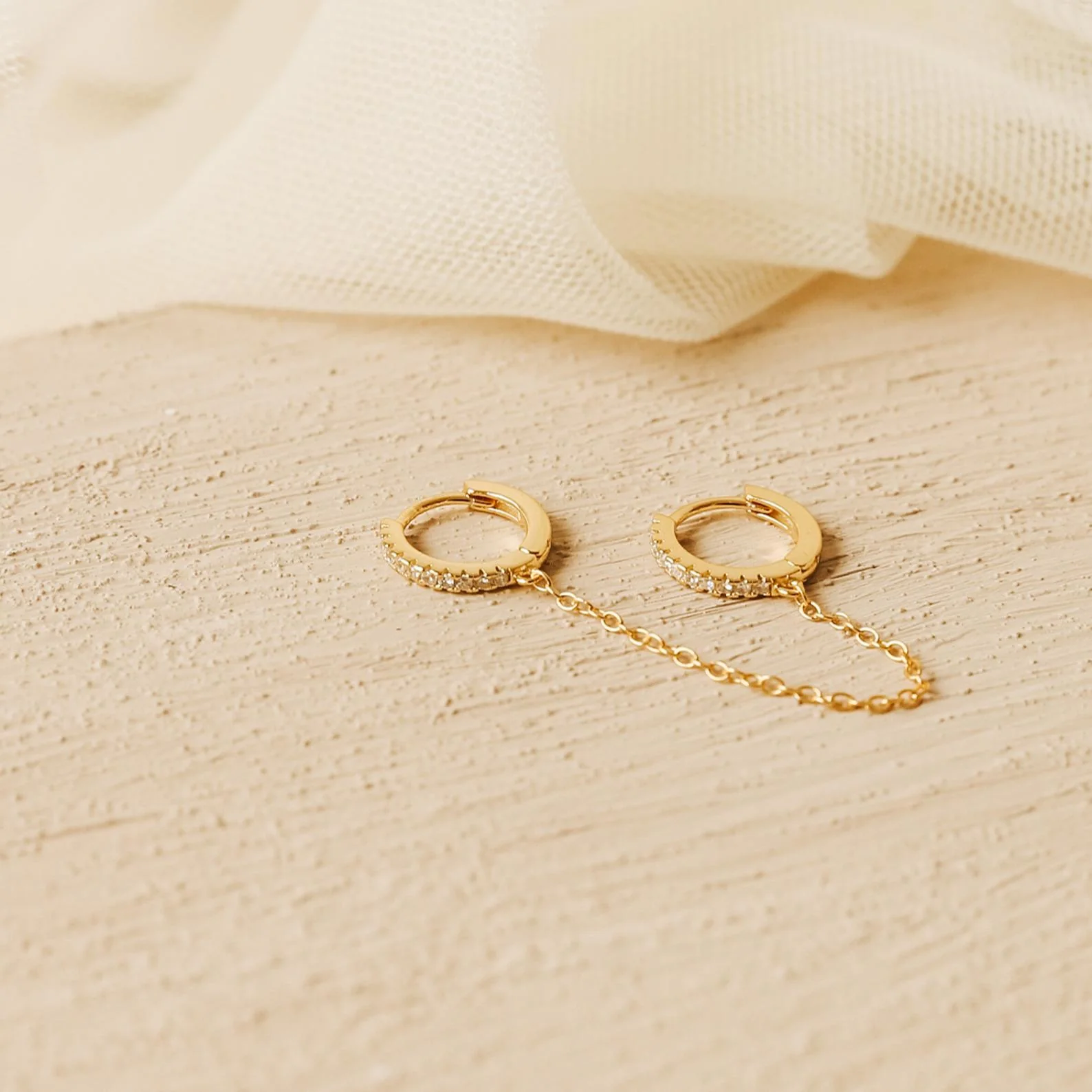 Pave Duo Chain Earrings - Image 4