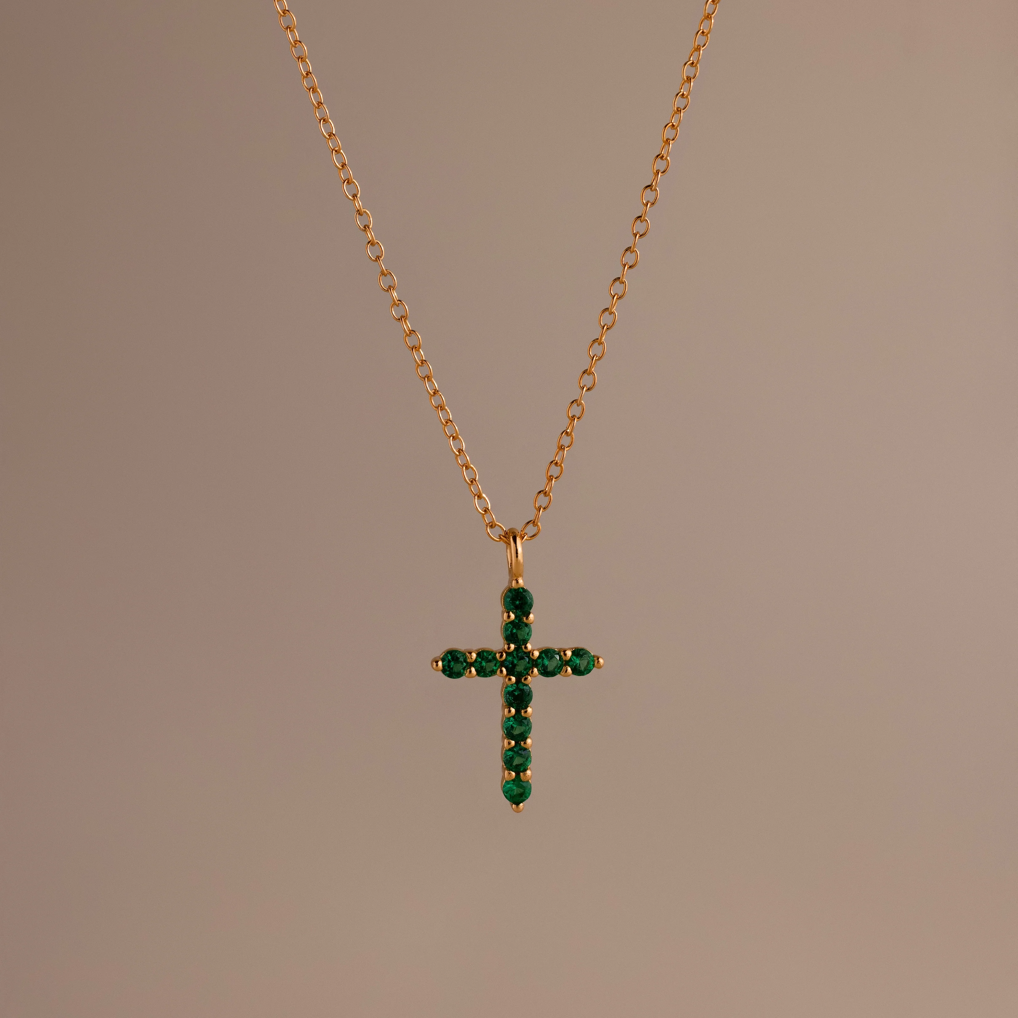 Pave Emerald Cross Necklace - Image 8