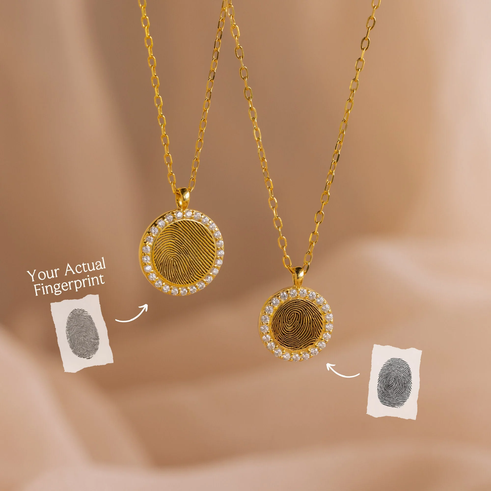 Pave Fingerprint Coin Necklace - Image 6