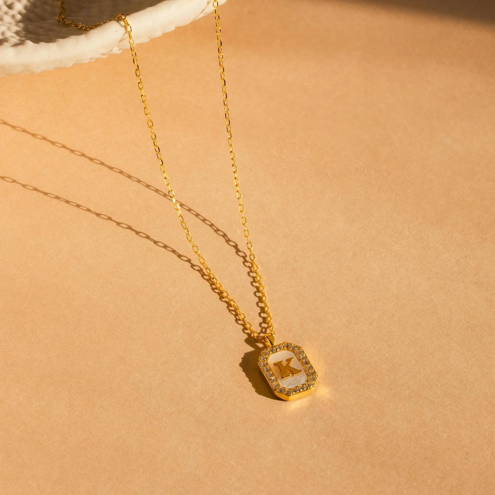 Pave Gemstone Initial Necklace - Image 7