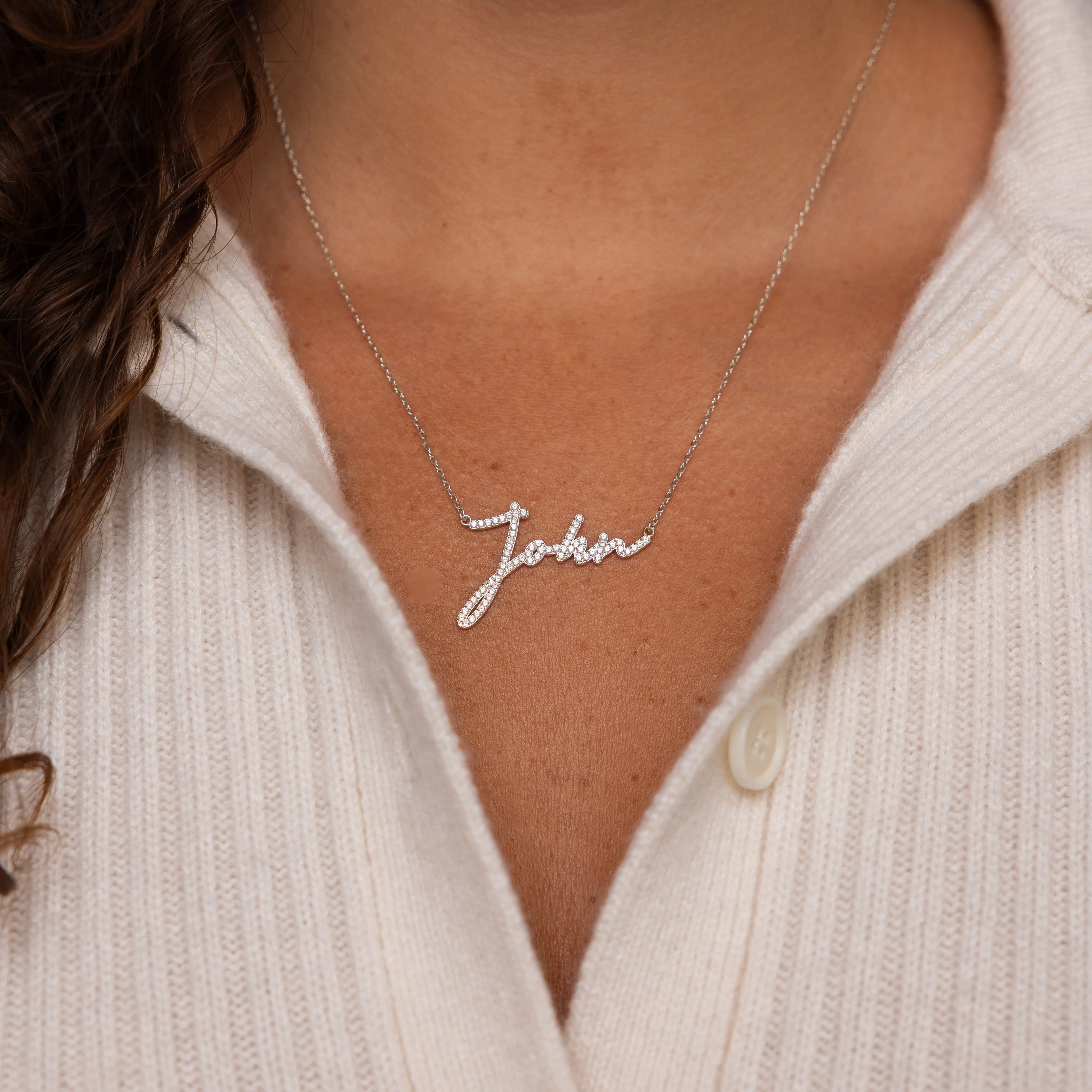 Pave Handwriting Necklace - Image 5