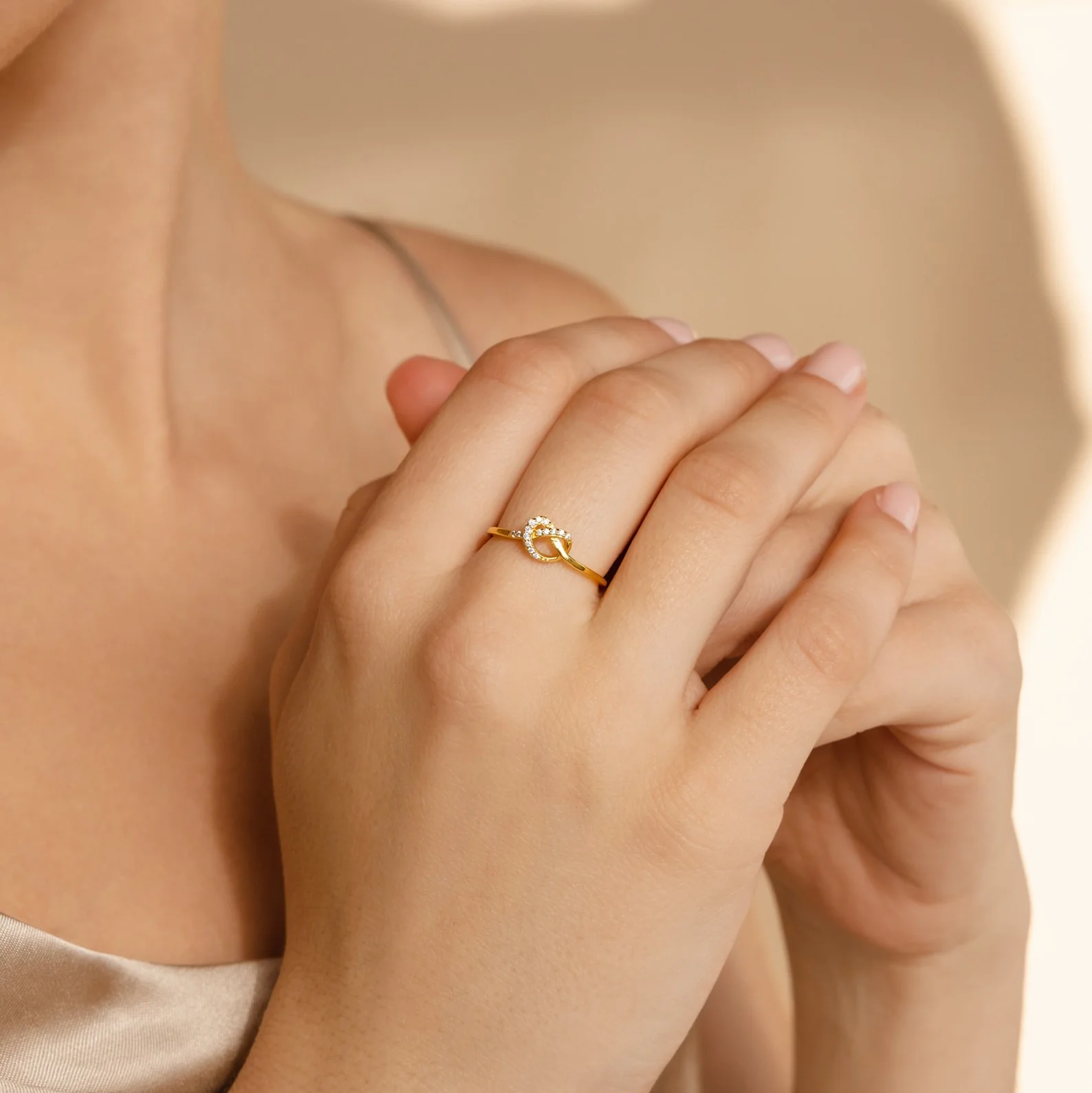 Pave Heart Knot Ring - Image 2
