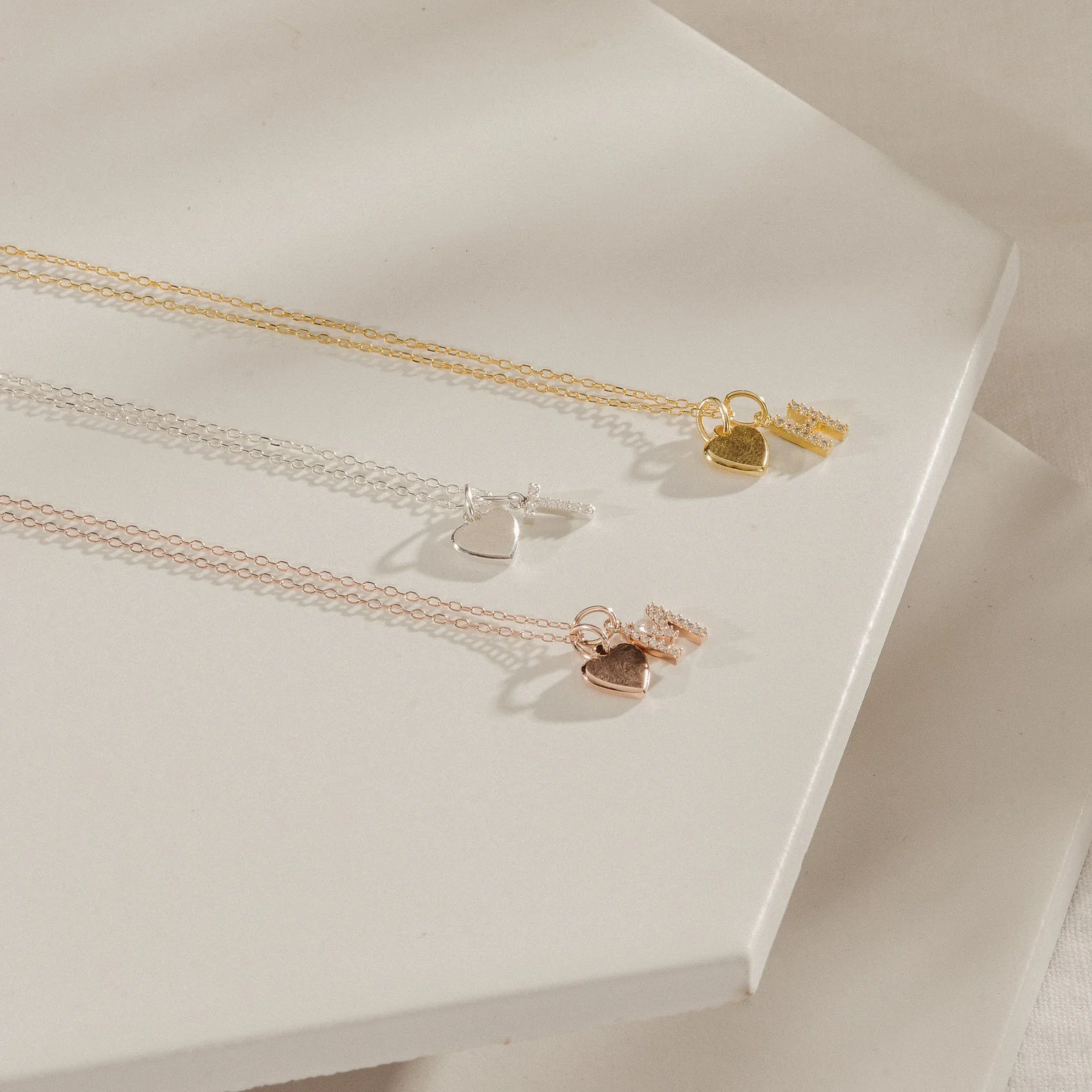 Pave Initial Heart Necklace - Image 3