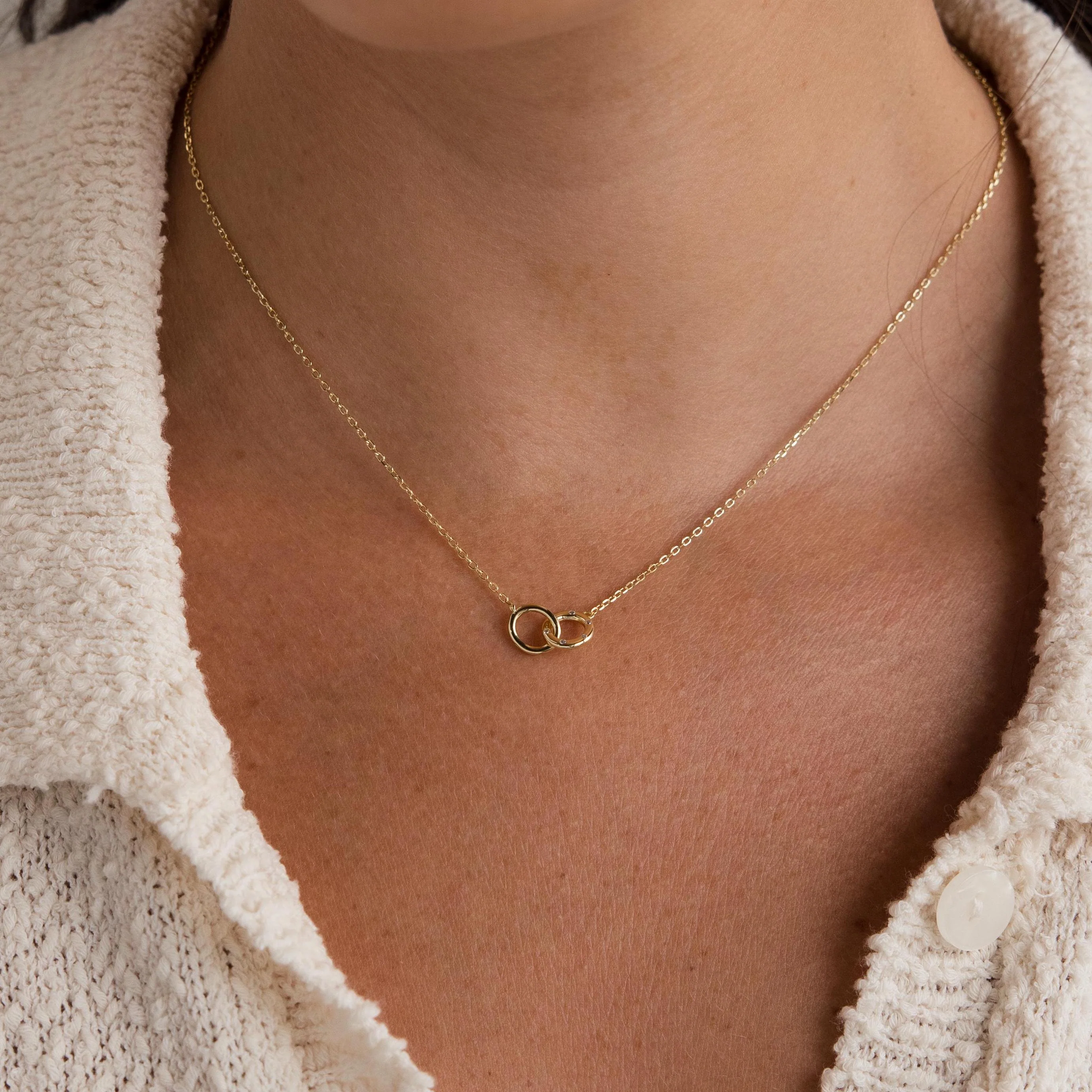 Pave Interlocking Circle Necklace - Image 2