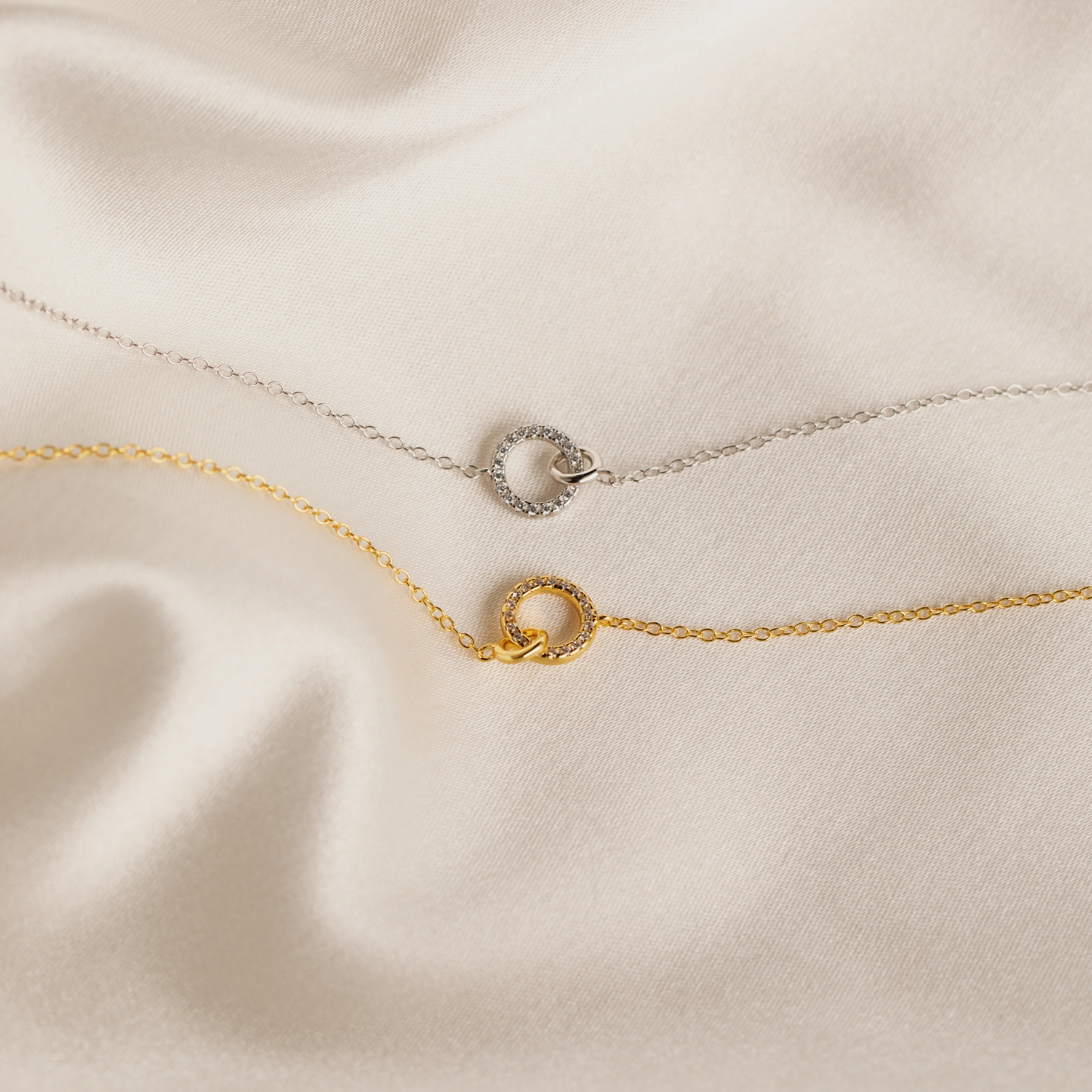 Pave Interlocking Necklace in Silver - Image 3