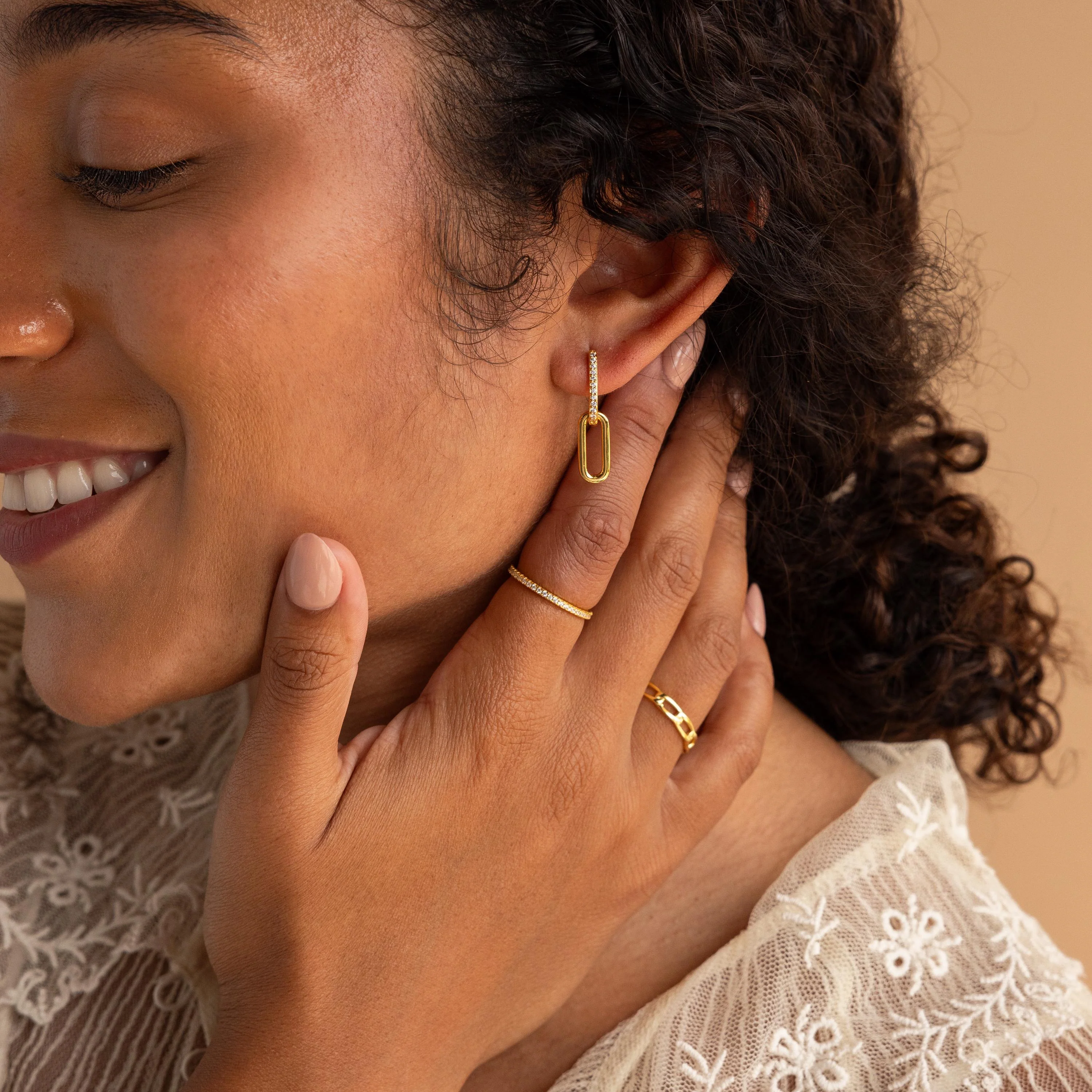 Pave Link Drop Earrings - Image 6