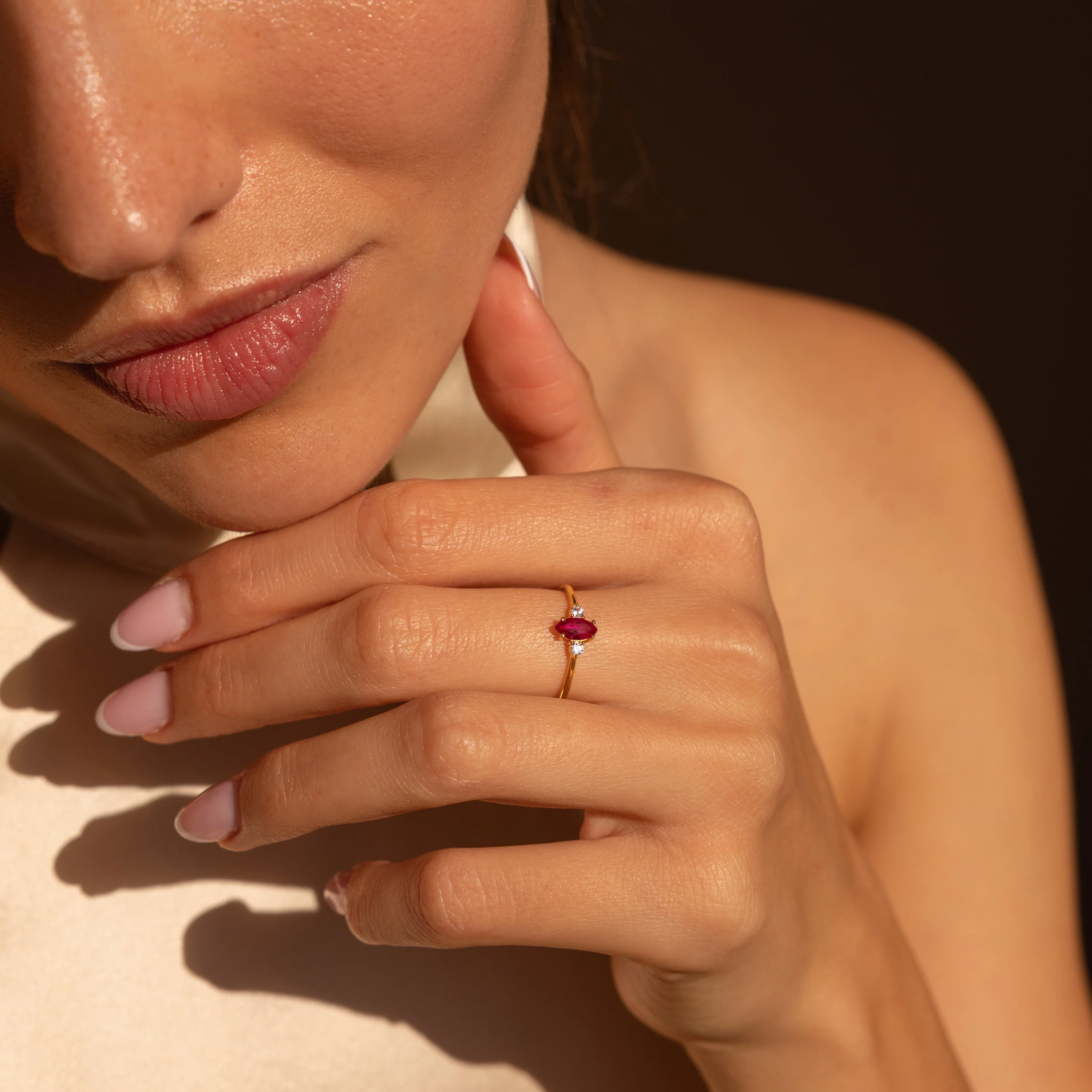Pave Marquise Birthstone Ring - Image 2