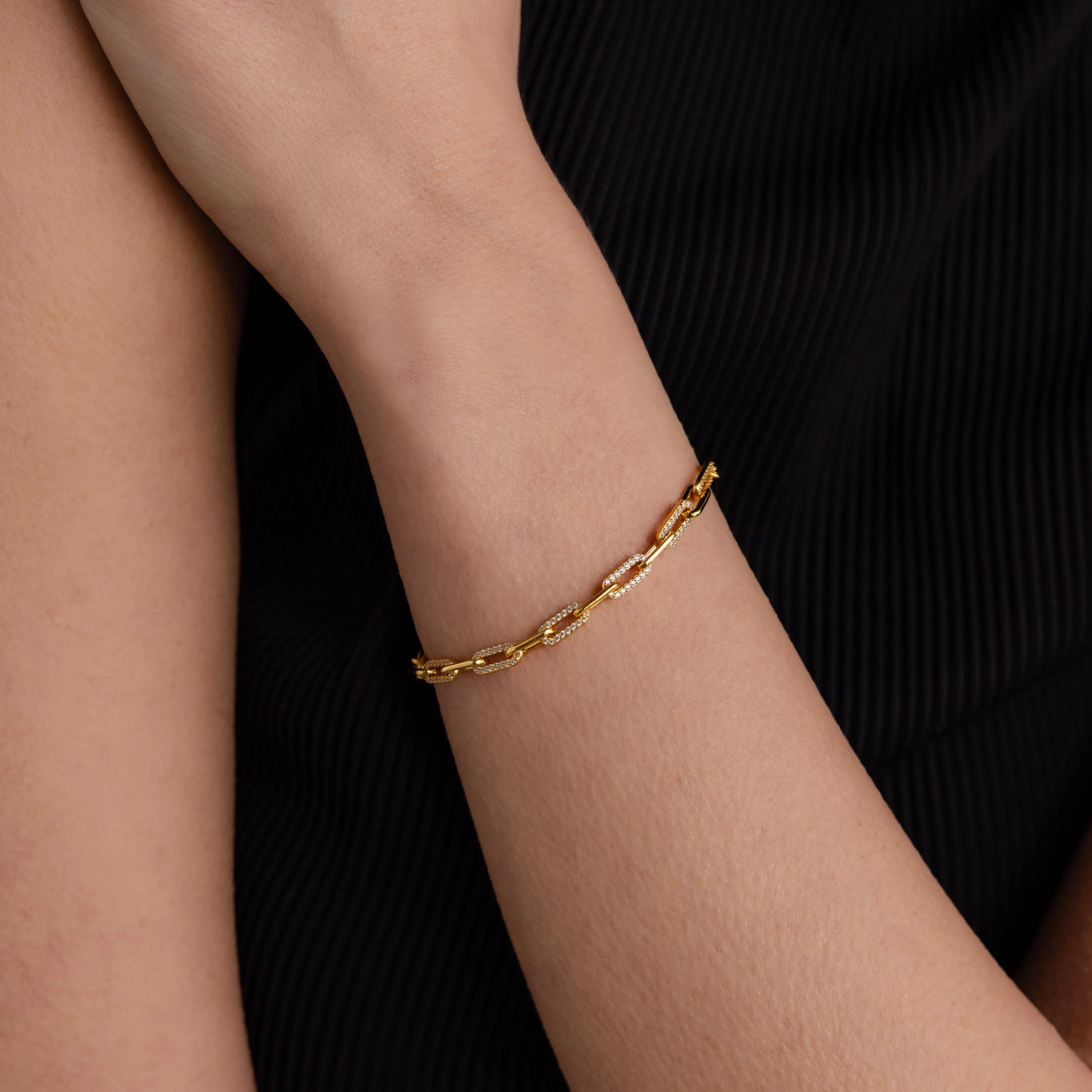 Pave Paperclip Chain Bracelet - Image 2