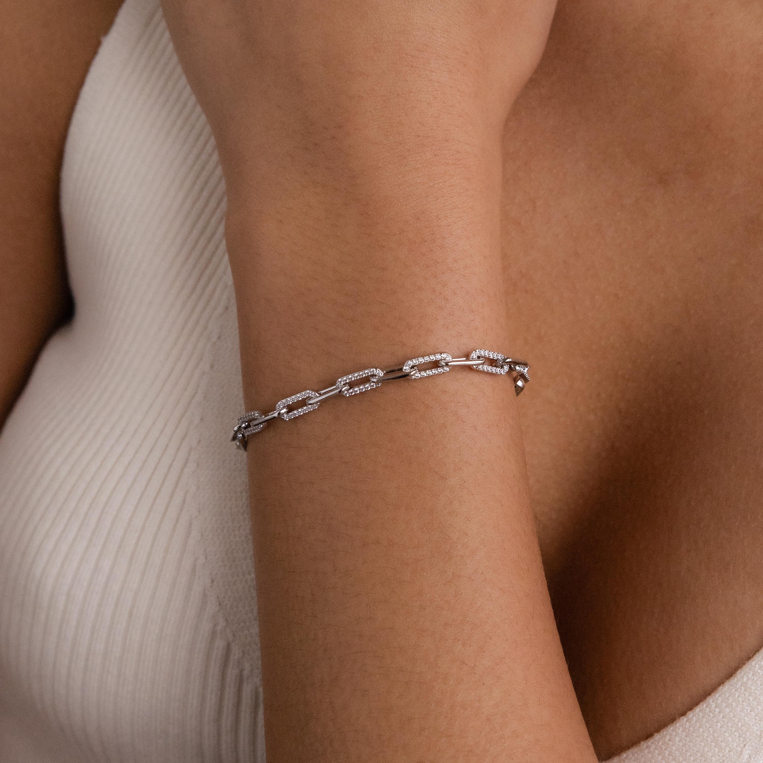 Pave Paperclip Chain Bracelet - Image 4