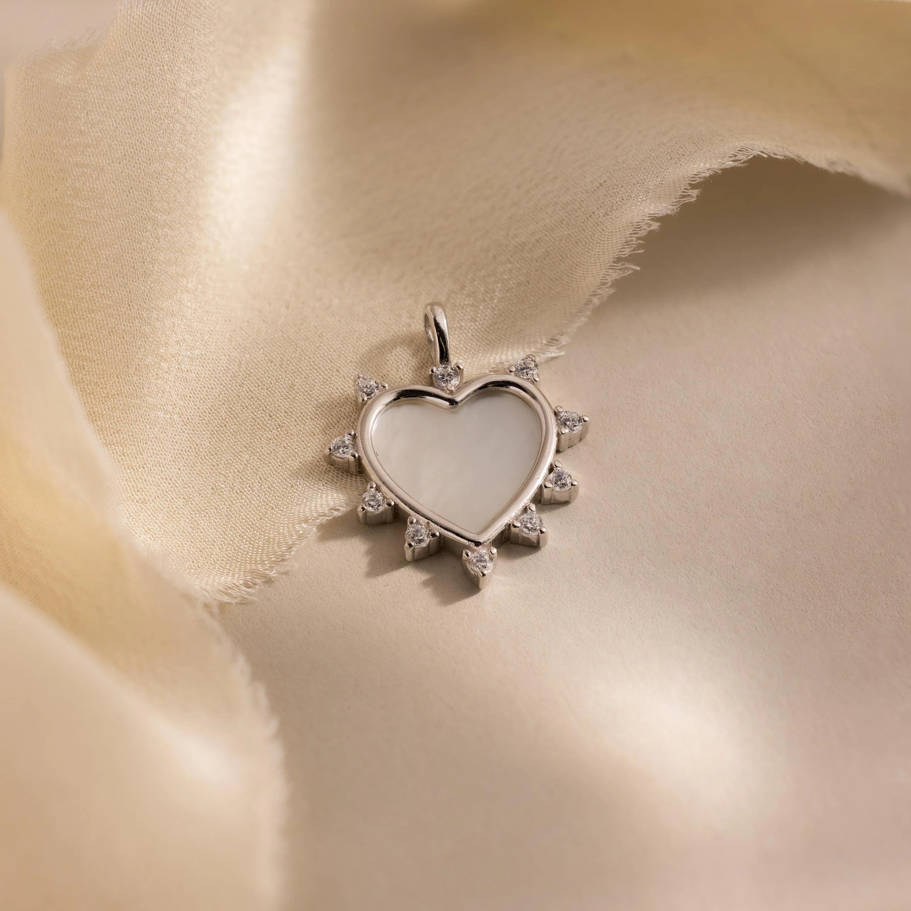Pave Pearl Heart Charm - Image 2