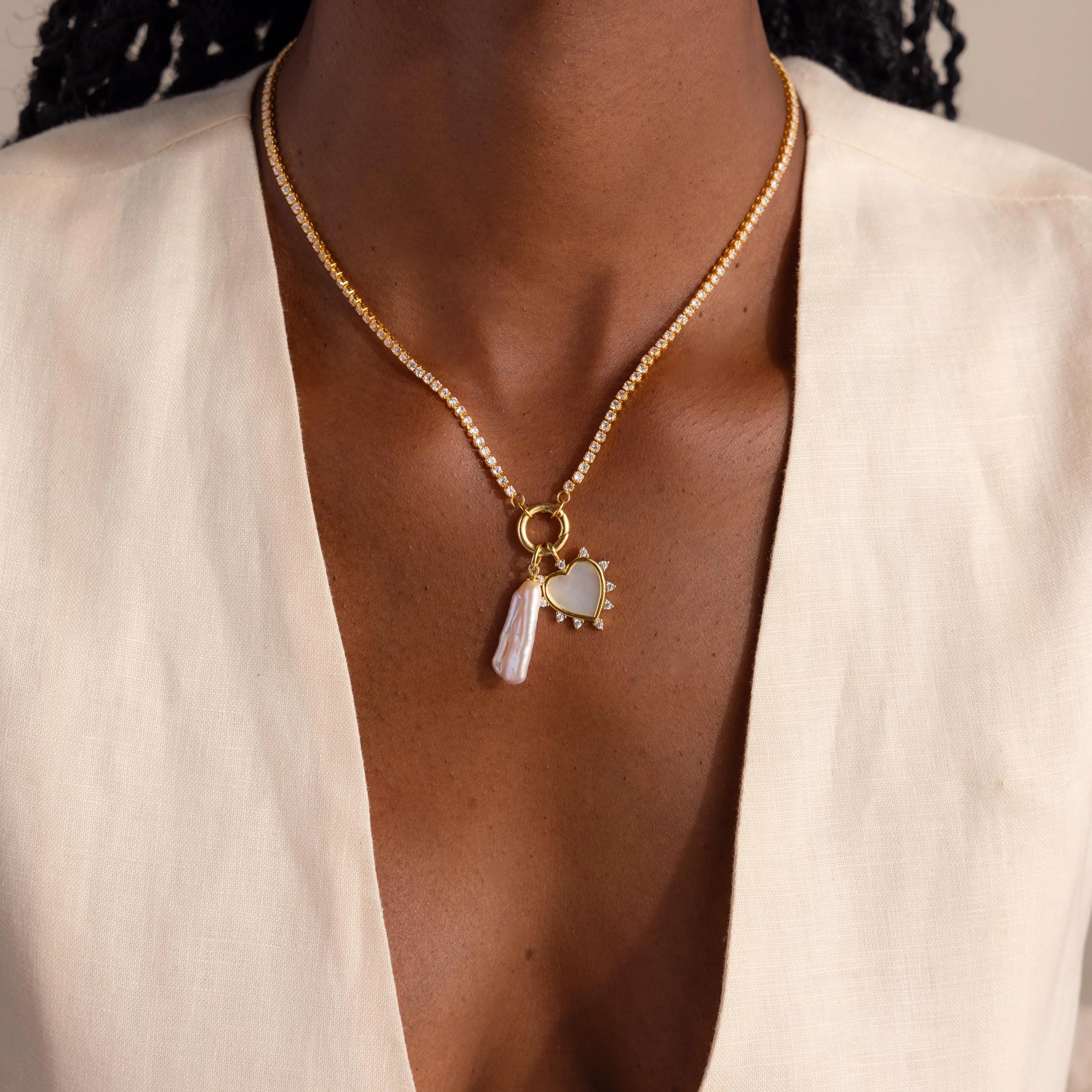 Pave Pearl Heart Charm - Image 9