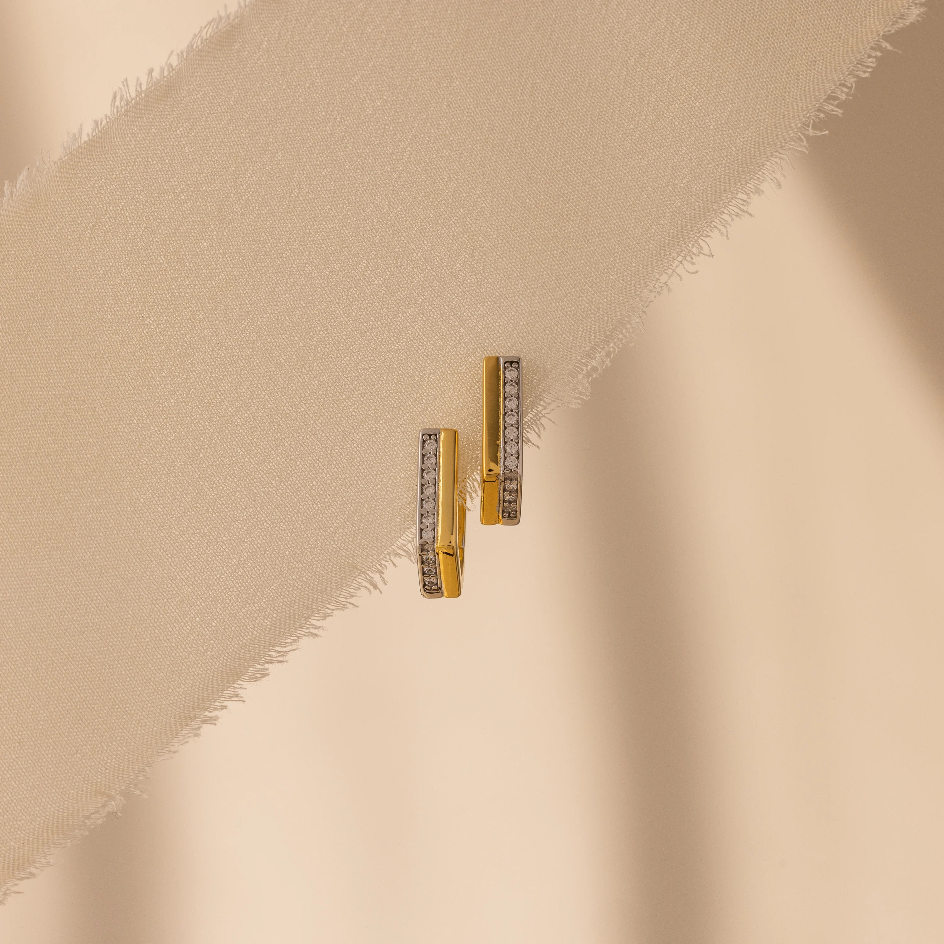 Pave Pointed Mixed Metal Hoops - Image 5