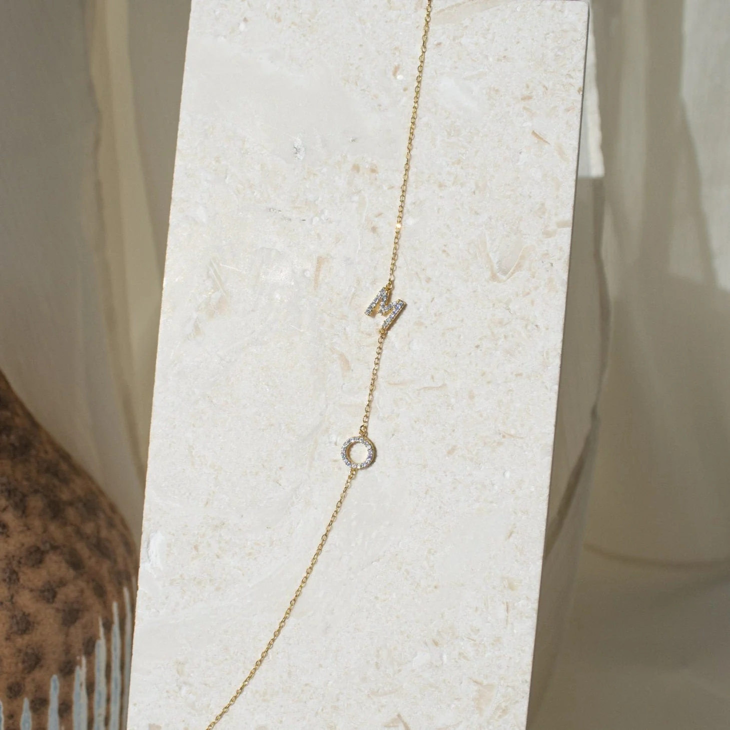 Pave Sideways Initial Necklace - Image 2