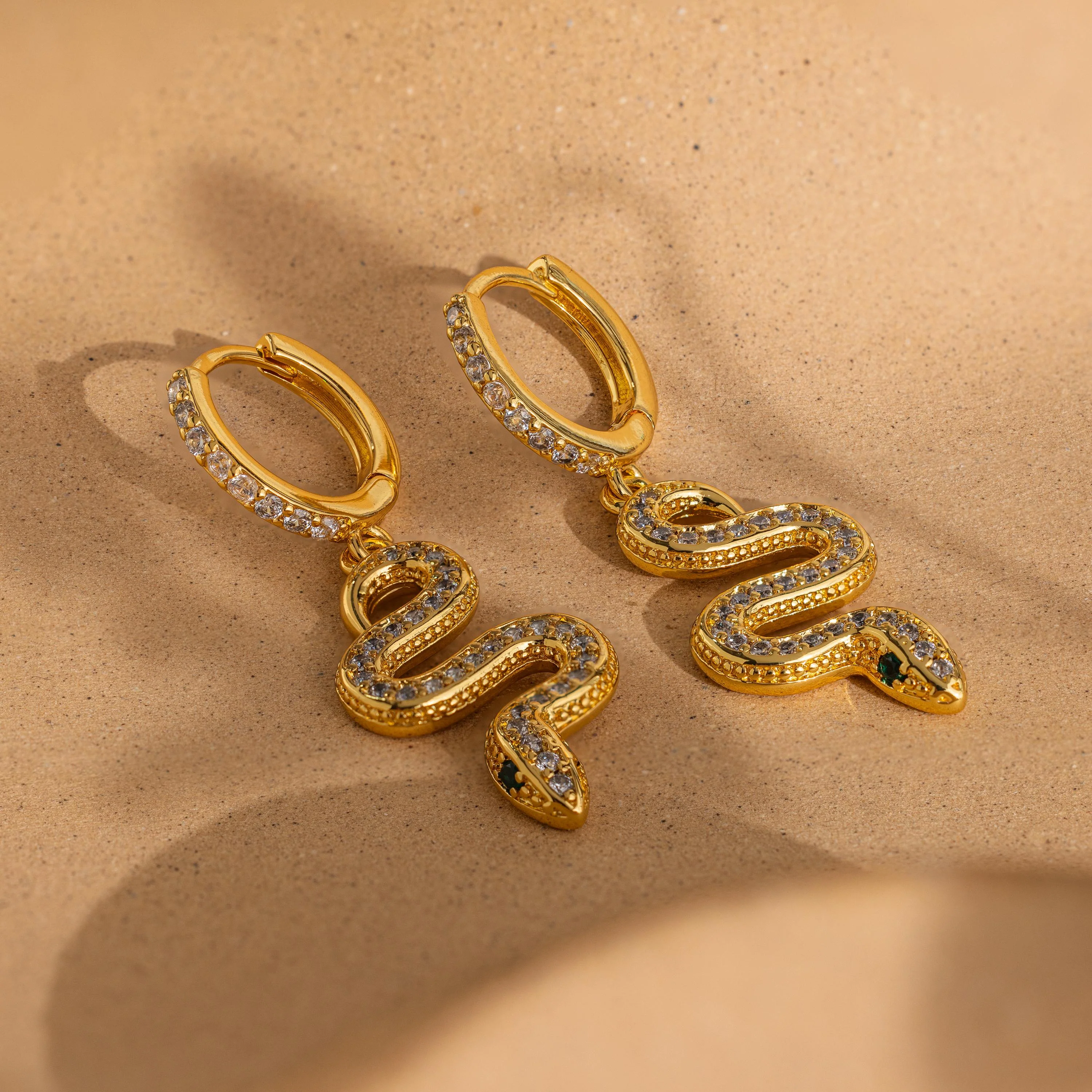Pave Snake Charm Hoops - Image 7
