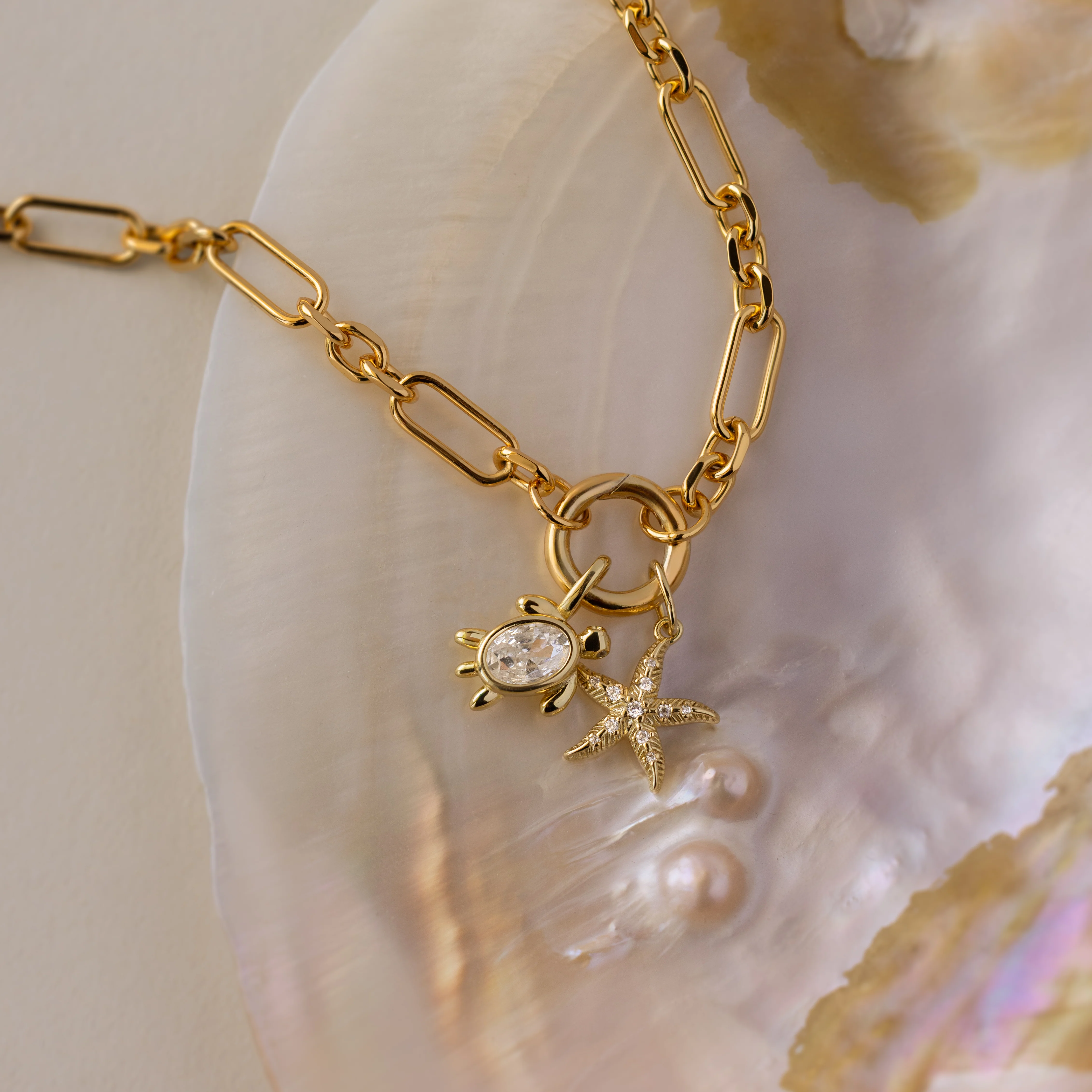 Pave Starfish Charm in 18K Gold - Image 3