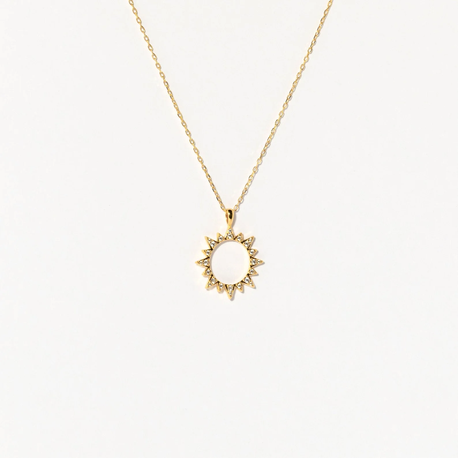 Pave Sun Necklace in 18K Gold - Image 3