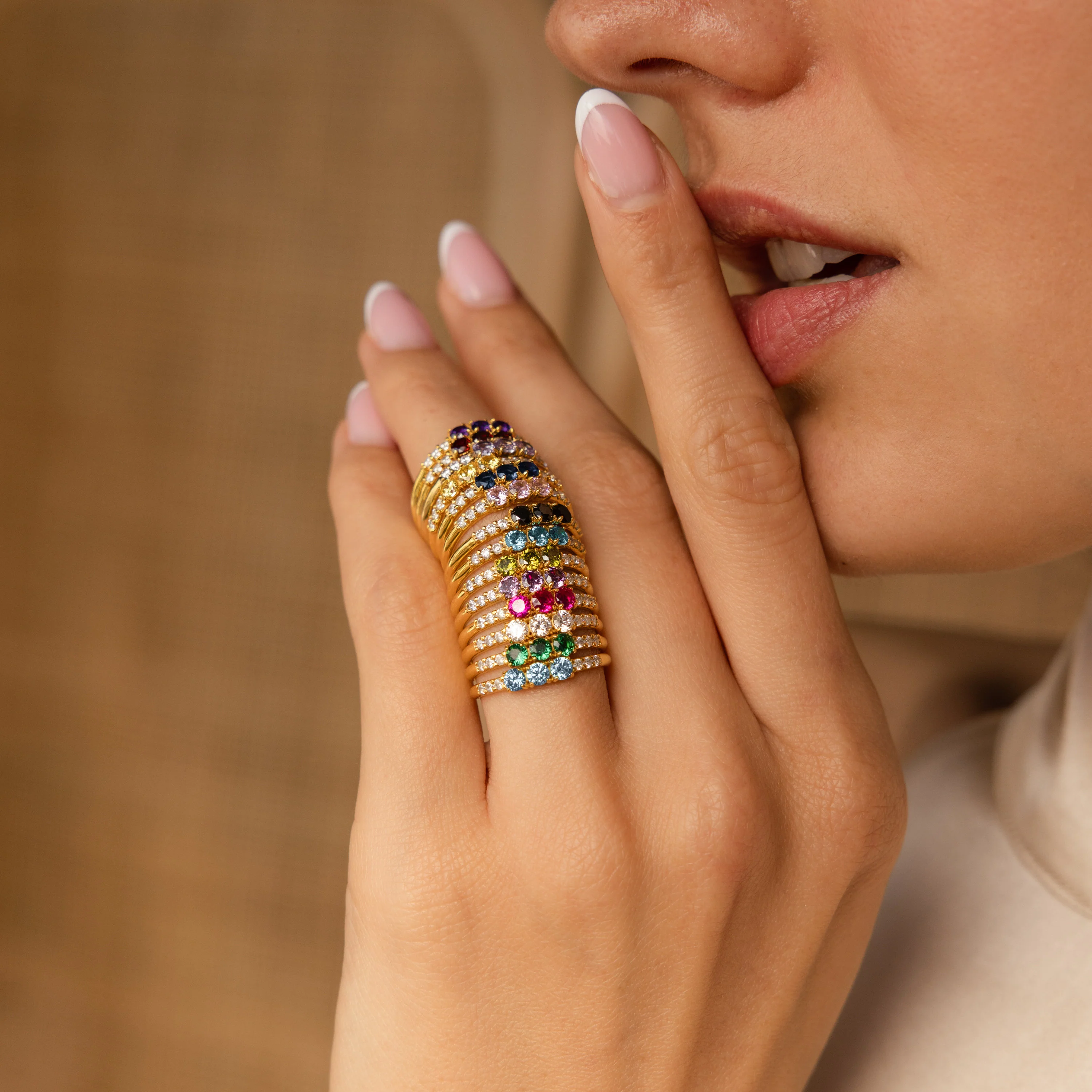 Pave Triple Birthstone Ring - Image 5