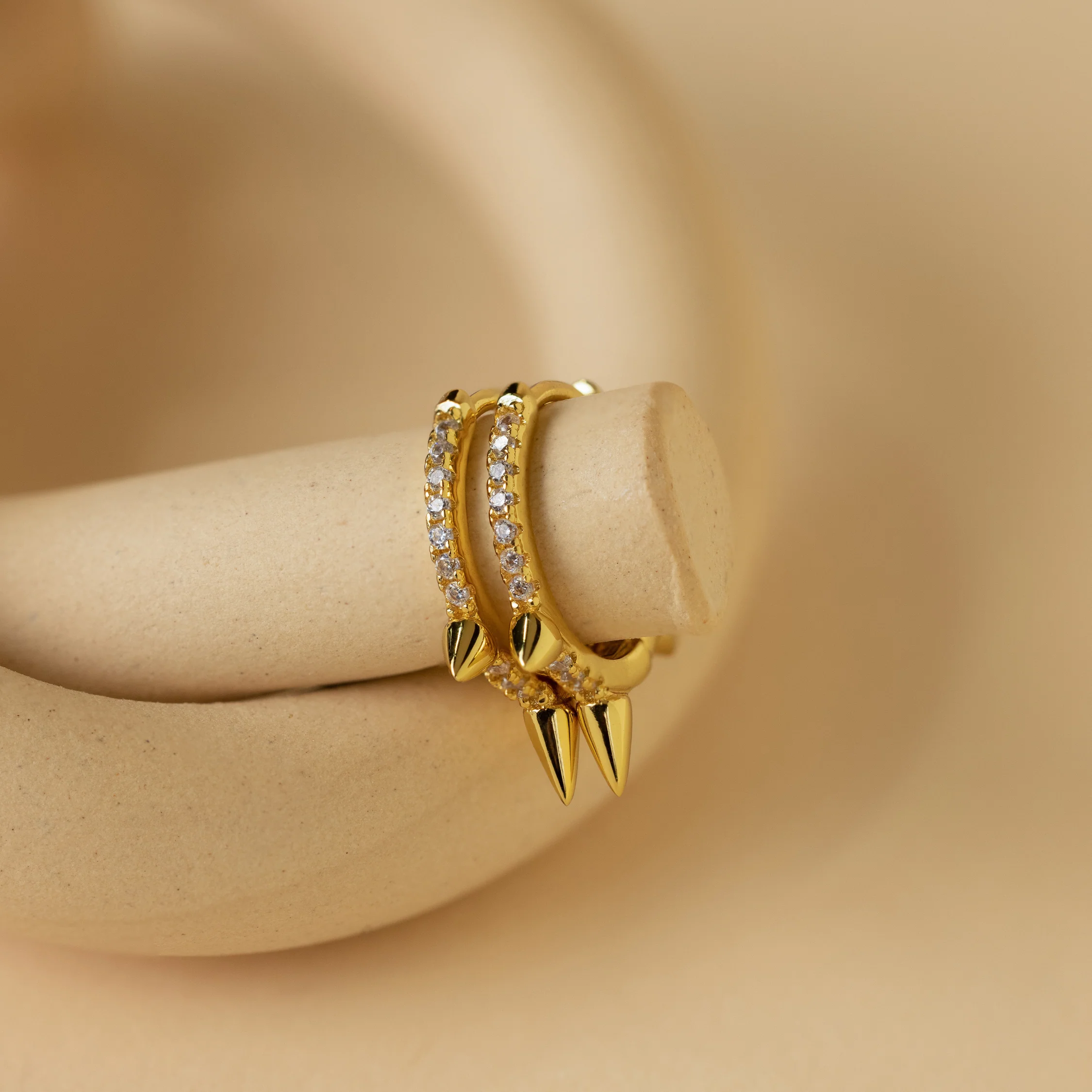 Pave Triple Spike Huggies - Image 3