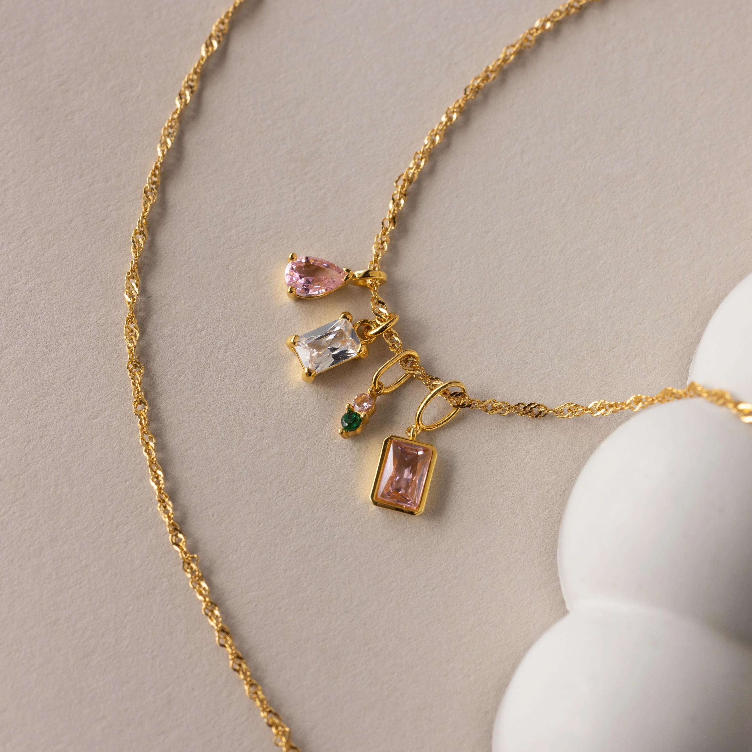 Pear & Baguette Birthstone Charm Set in 18K Gold - Image 5