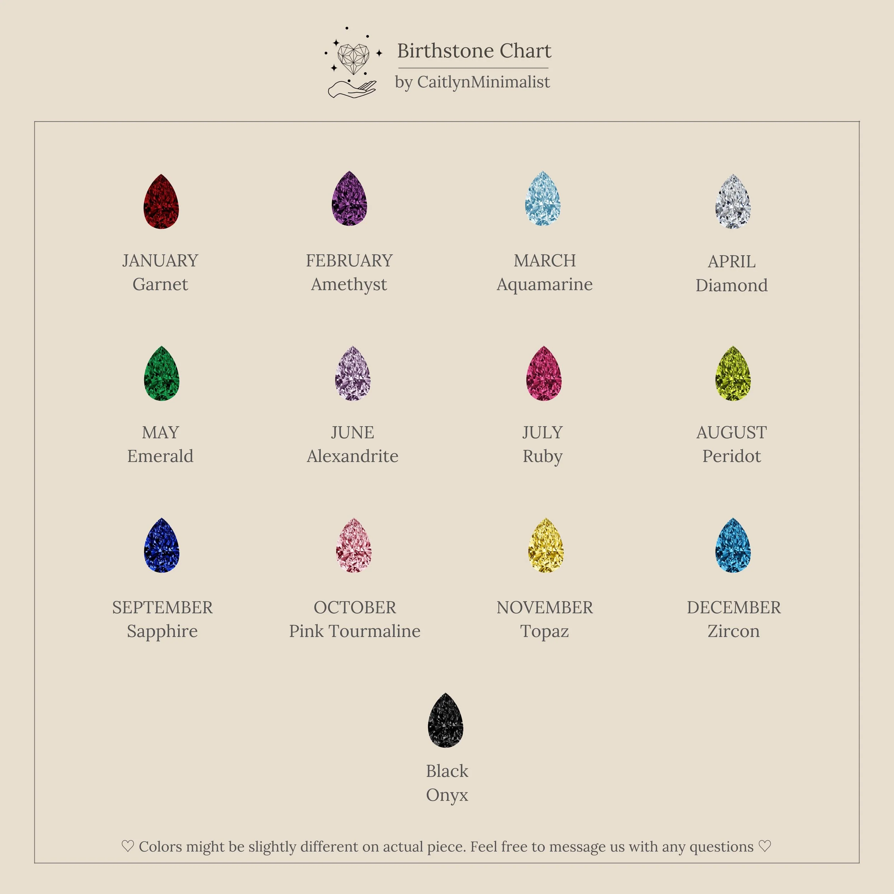 Pear & Baguette Birthstone Charm Set - Image 9