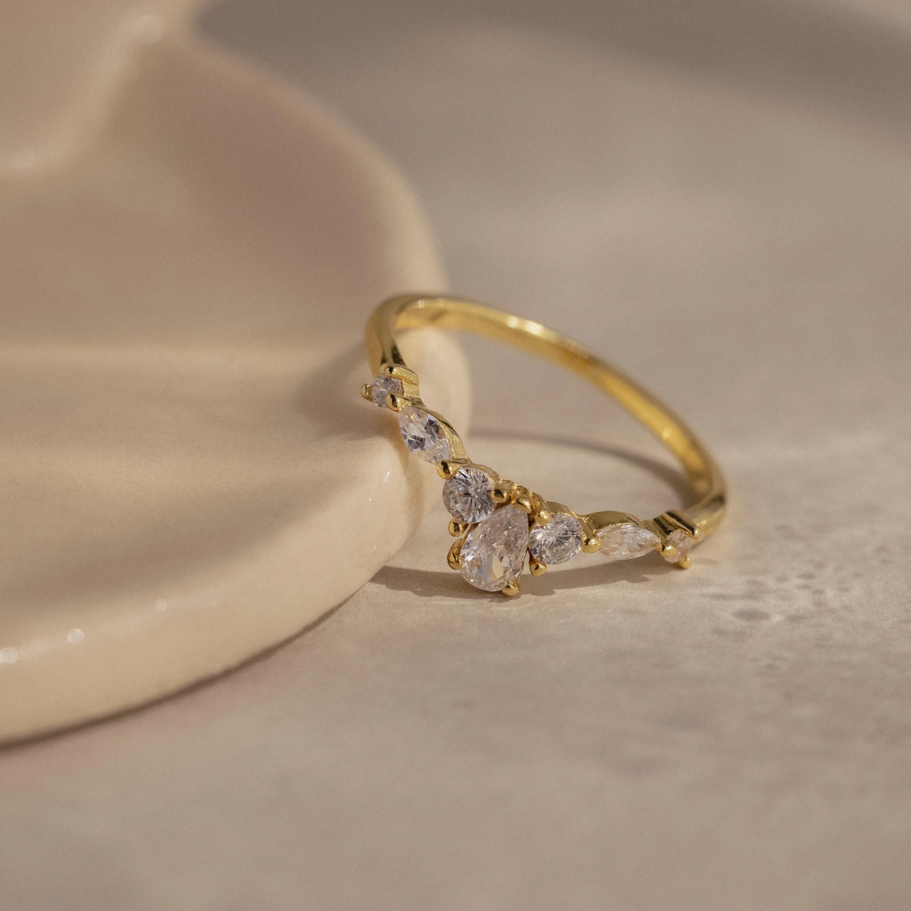 Pear Diamond Curve Ring - Image 3