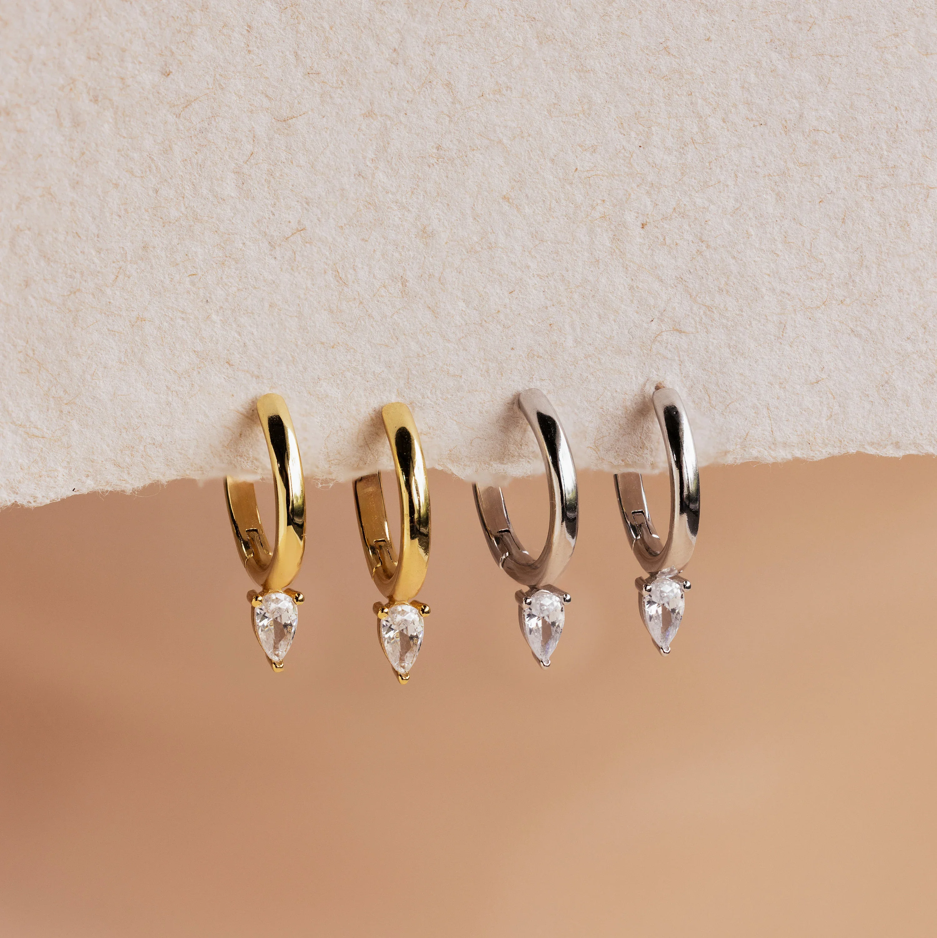Pear Diamond Drop Hoops - Image 3