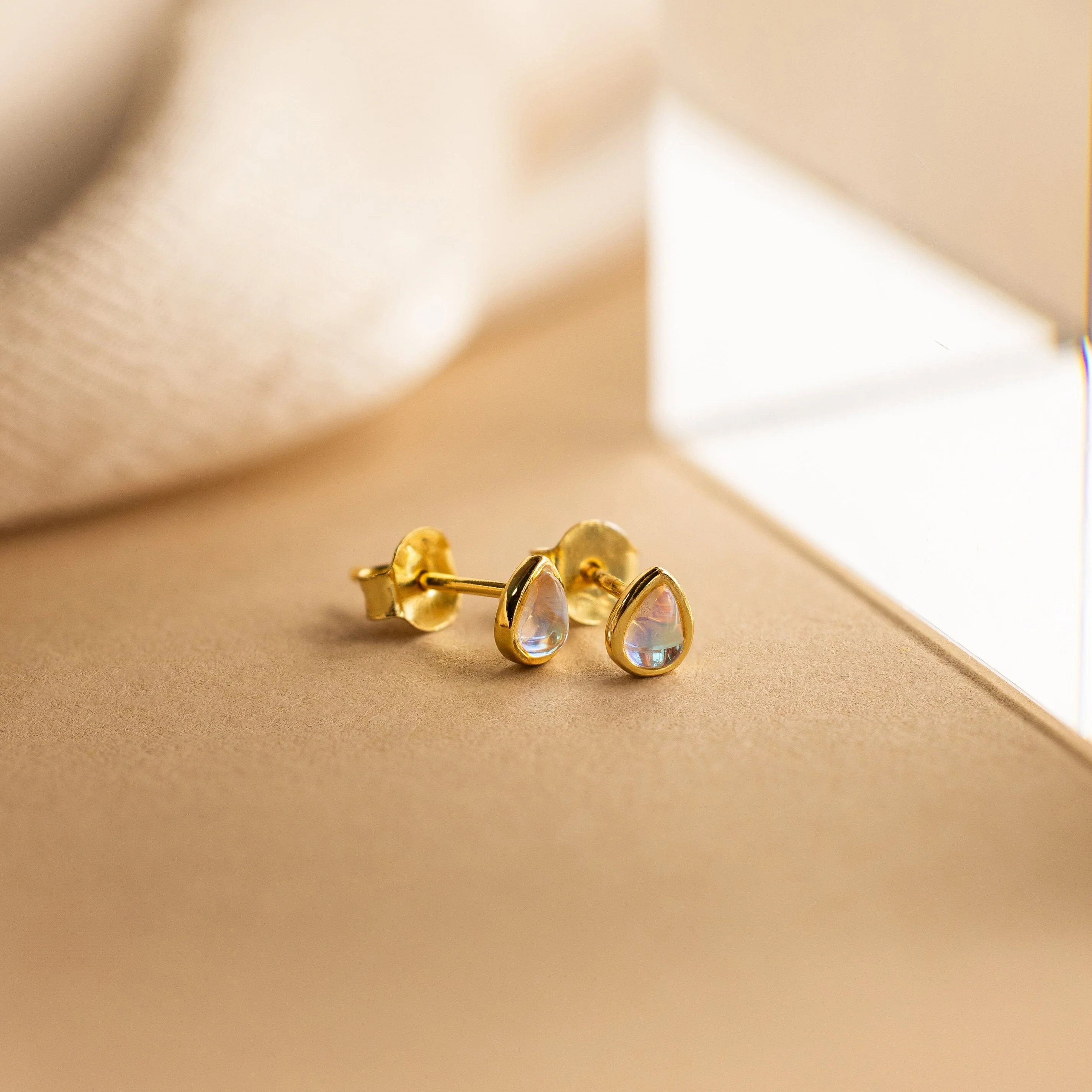 Pear Moonstone Studs - Image 2