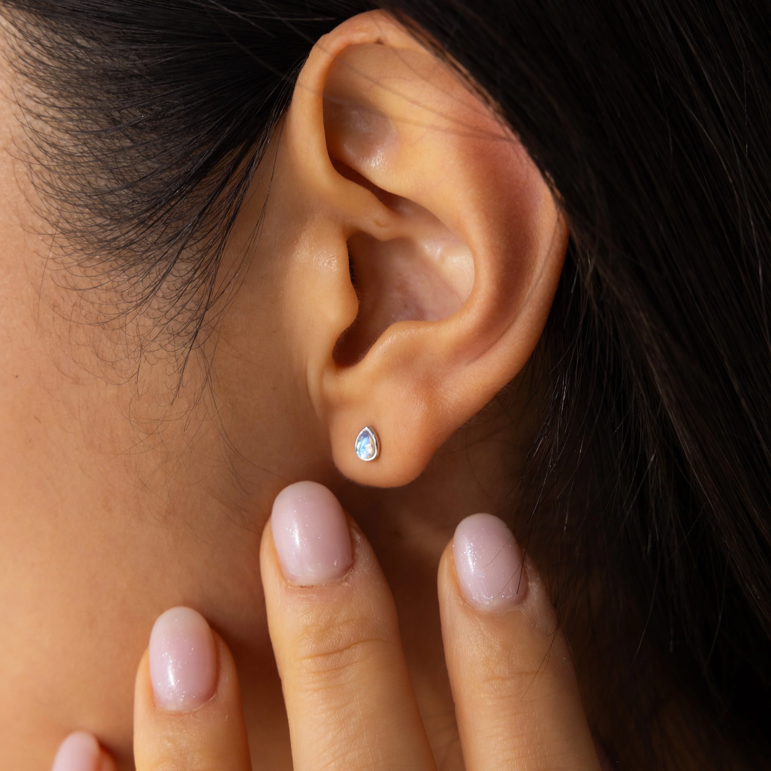 Pear Moonstone Studs - Image 4