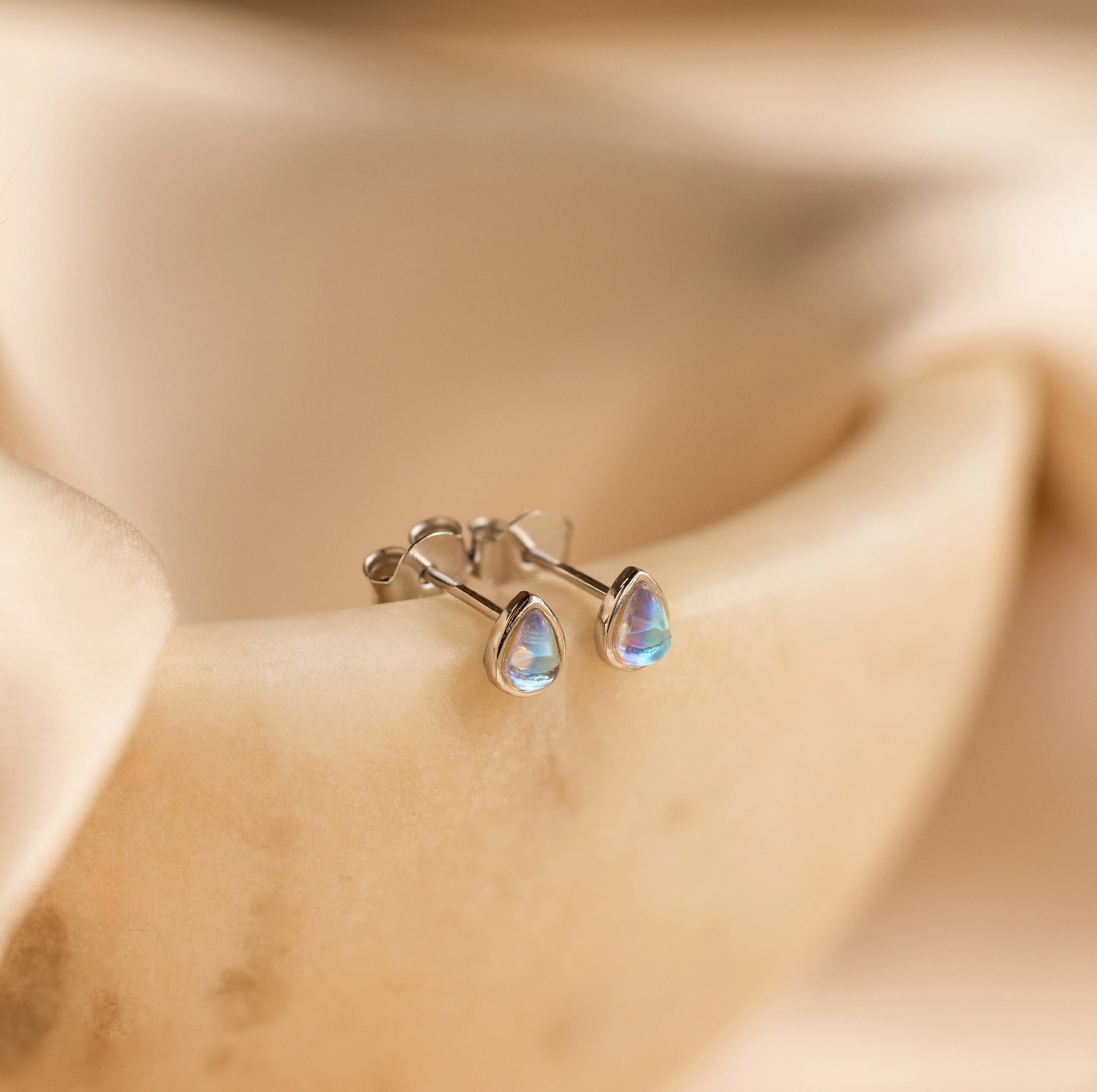 Pear Moonstone Studs - Image 5