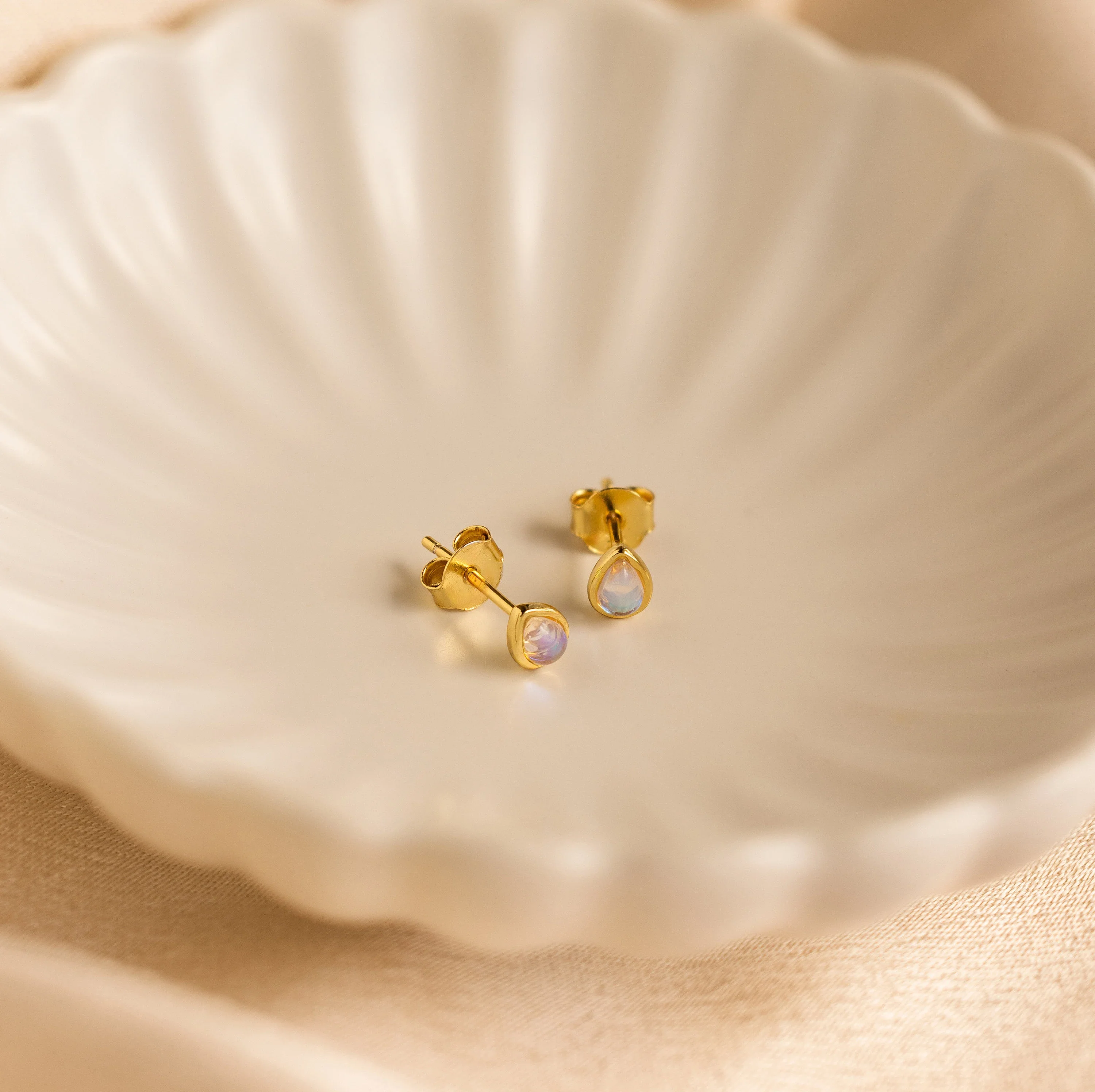 Pear Moonstone Studs - Image 7